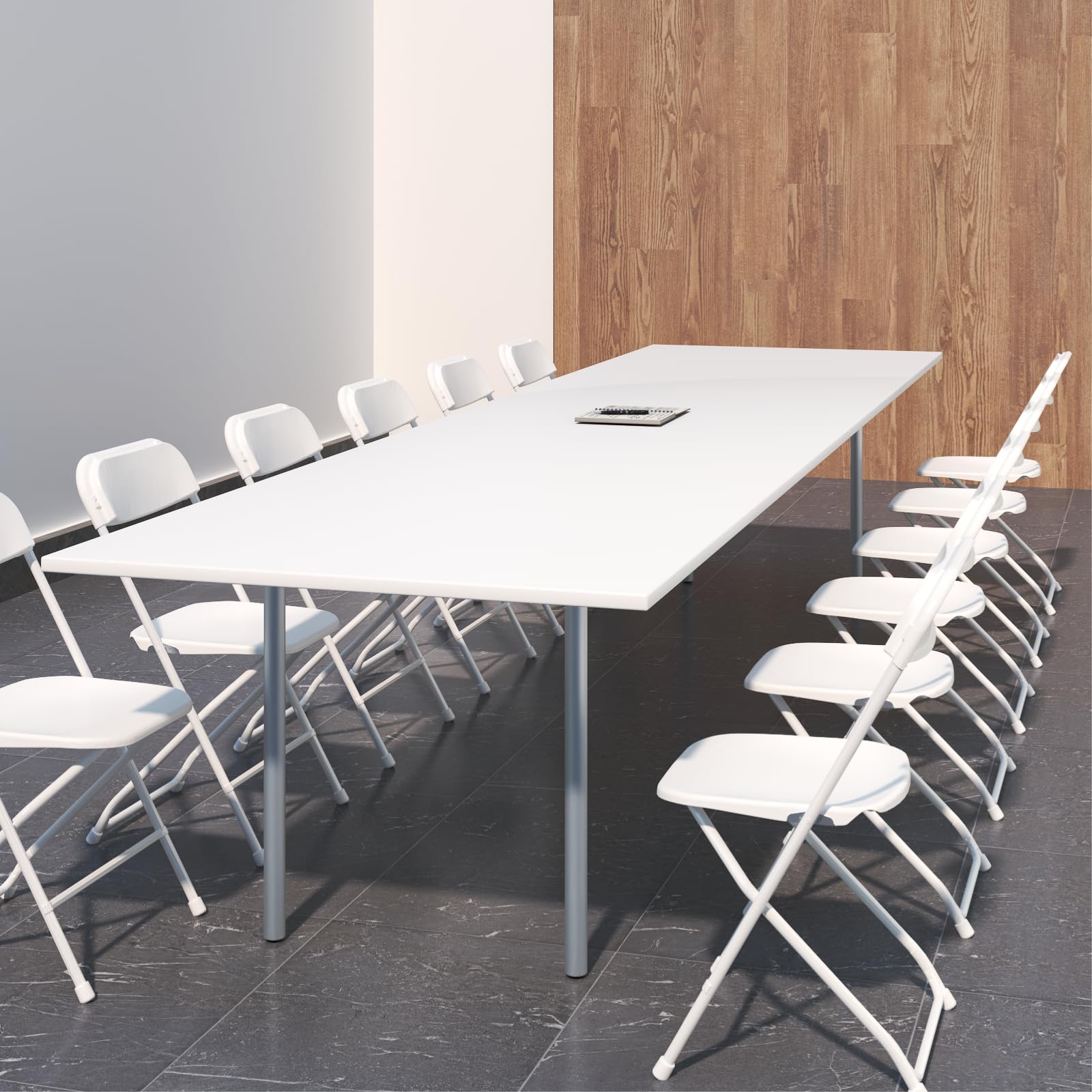 10 Pack White Plastic Folding Chairs - Heavy Duty 350lb Capacity Stackable Chairs with Steel Frame for Indoor/Outdoor Use - Perfect for Weddings, Parties, Dining, School Events & Commercial Spaces