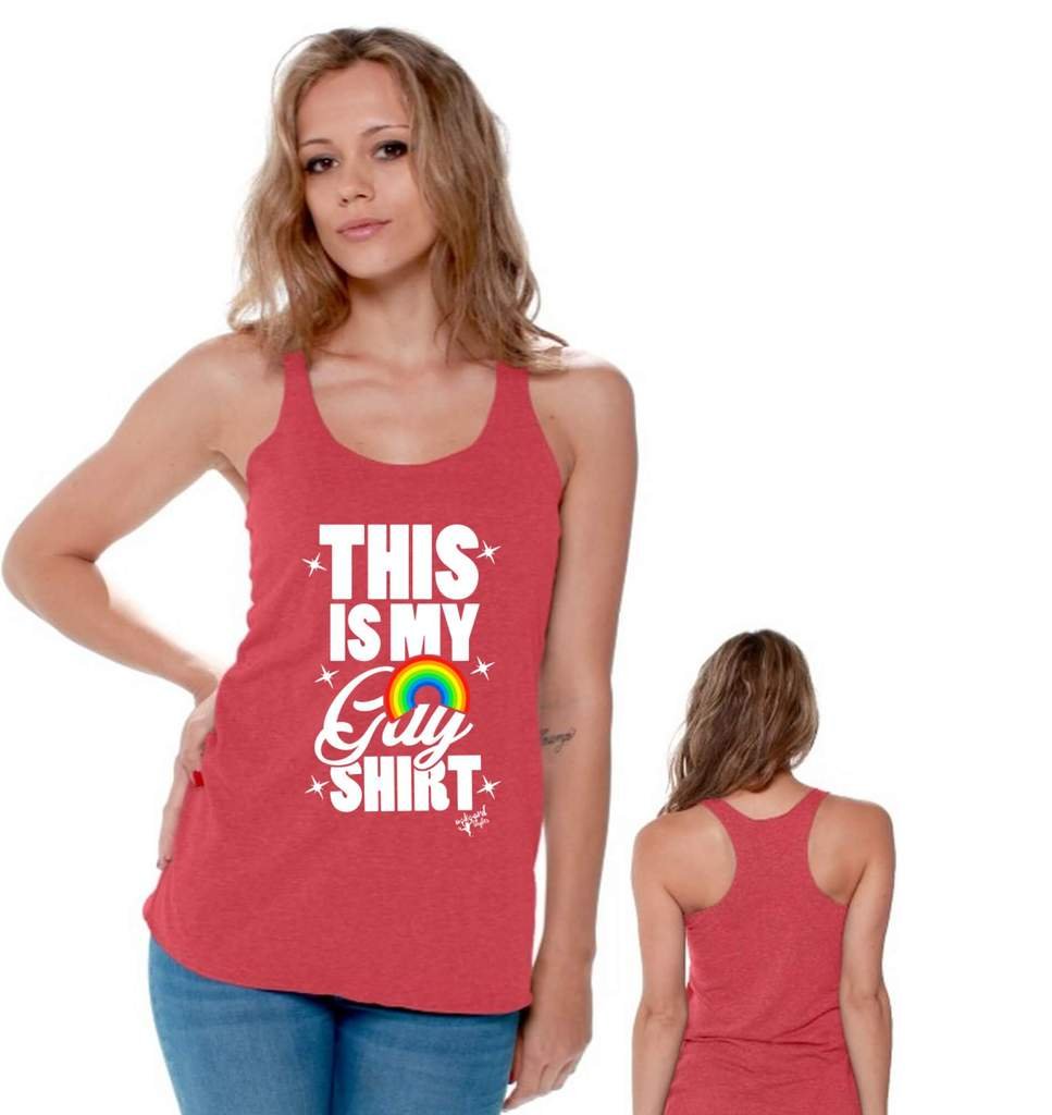 Awkwardstyles Pride LGBTQ+ Racerback Tank Top - This is My Gay Shirt - Comfortable White Sleeveless Shirt for Men & Women - Perfect for Pride Parades, LGBTQ+ Events and Everyday Wear