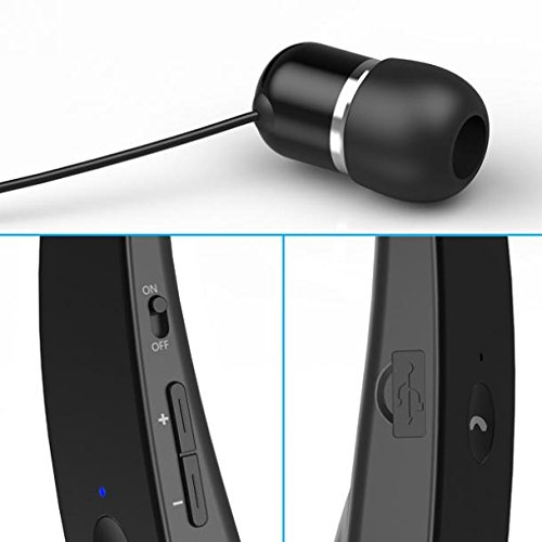 Premium Wireless Neckband Headphones with Retractable Earbuds, HiFi Stereo Sound & Hands-Free Mic - Compatible with Amazon Fire HD 10/8/7/6, Kindle DX, HDX 7/8.9 - Perfect for Workouts, Commuting & Home Entertainment