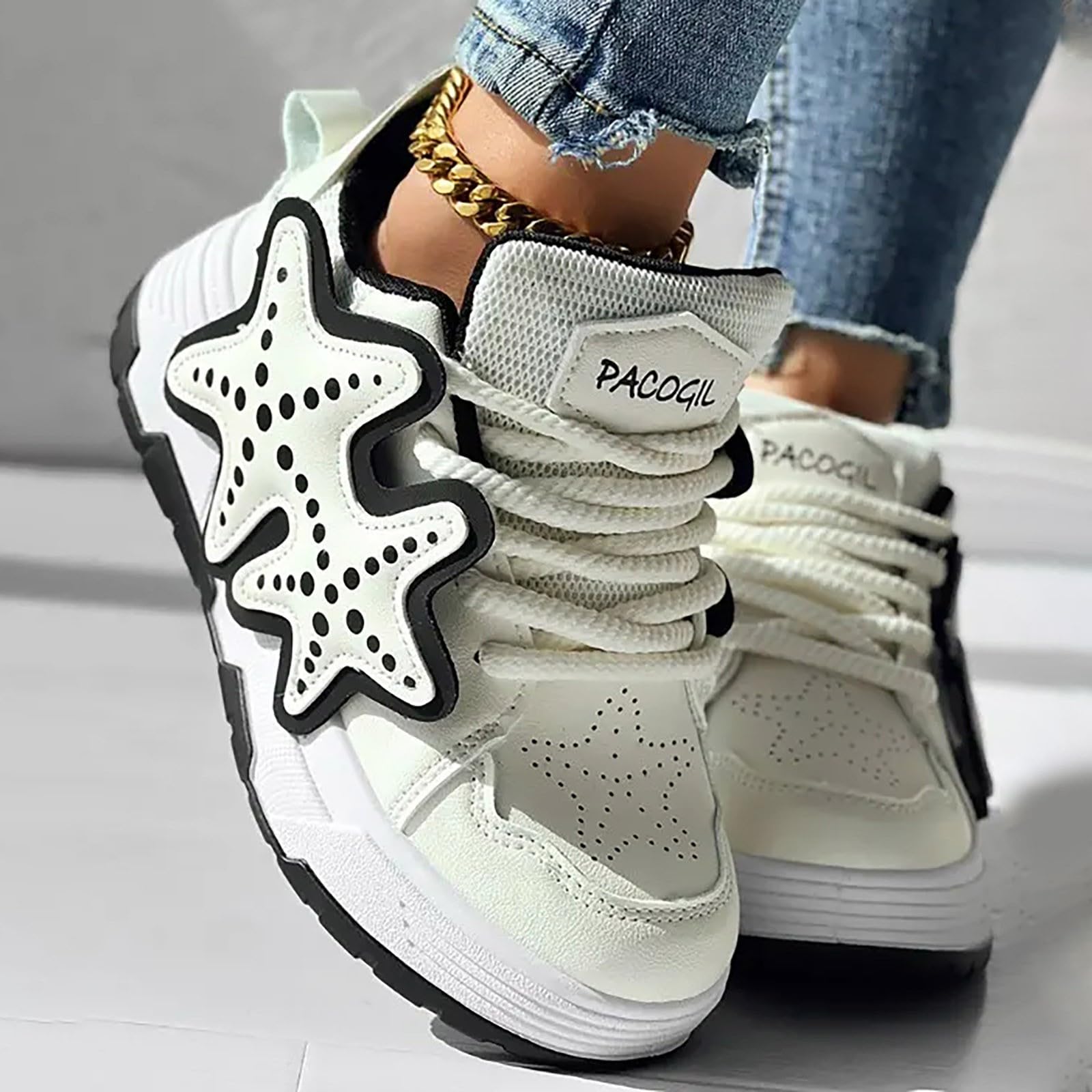 Women's Running Shoes - Lightweight PU Sneakers with Star Design for Walking, Jogging & Casual Wear | Perfect for Gym, Workout & Everyday Use