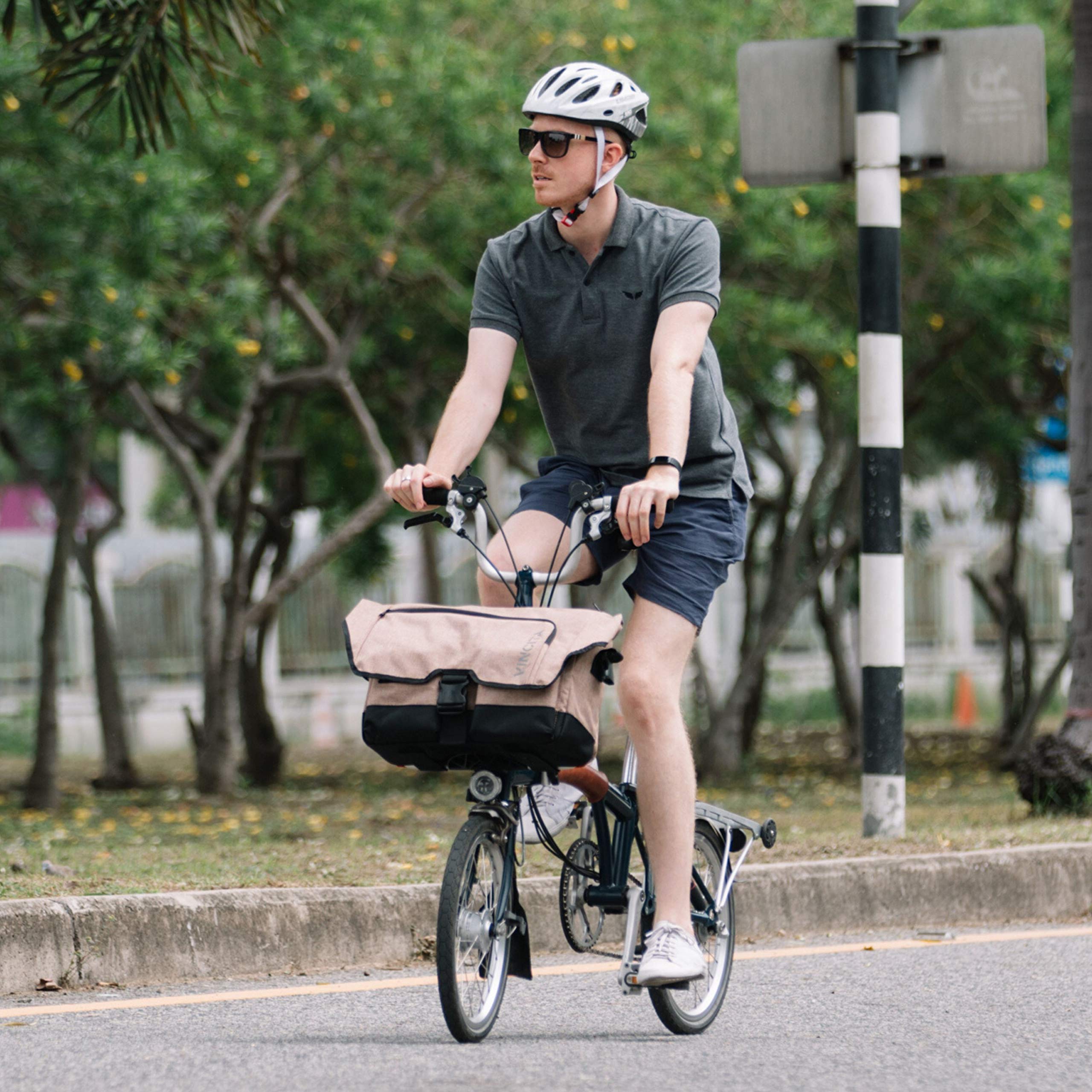 Vincita Birch Bag 2.0 for Brompton Folding Bike - Waterproof Front Pannier with Removable Frame, Rain Cover & Adjustable Shoulder Straps - Premium Cycling Accessories for Commuting & Urban Travel