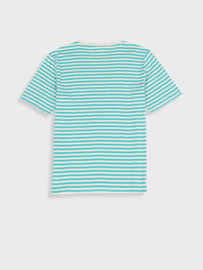 Folk Classic Striped T-Shirt in Tropical Green | Casual Summer Wear for Men & Women | Perfect for Beach Outings & Street Style