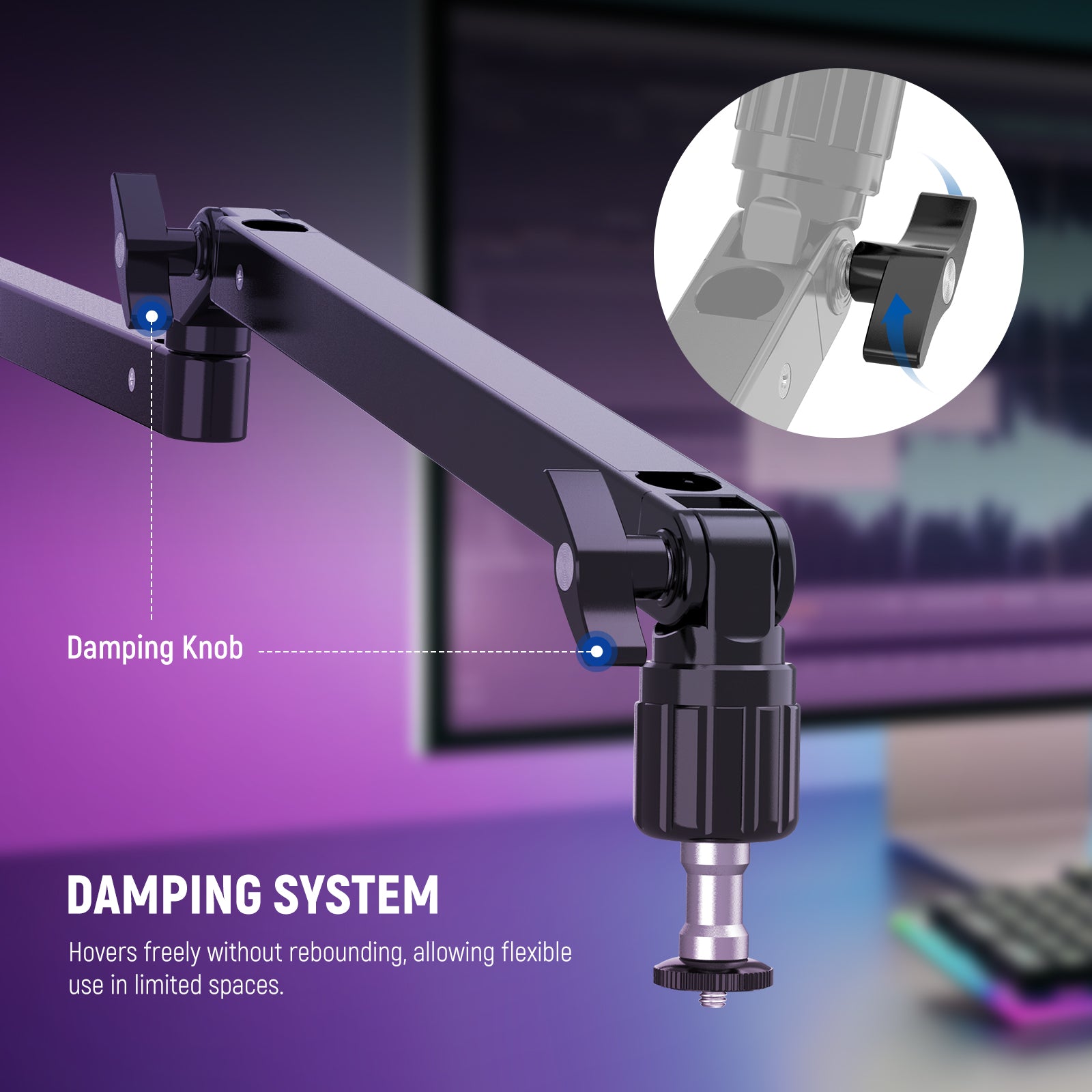 NEEWER MST002 Low Profile Microphone Arm Desk Mount with Damping - Perfect for Podcasting, Streaming & Home Studio Recording
