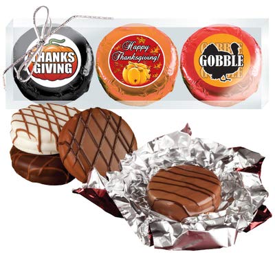 Thanksgiving Chocolate Covered Cream Filled Sandwich Cookies Trio - Holiday Dessert Gift Box for Parties, Family Gatherings & Festive Celebrations
