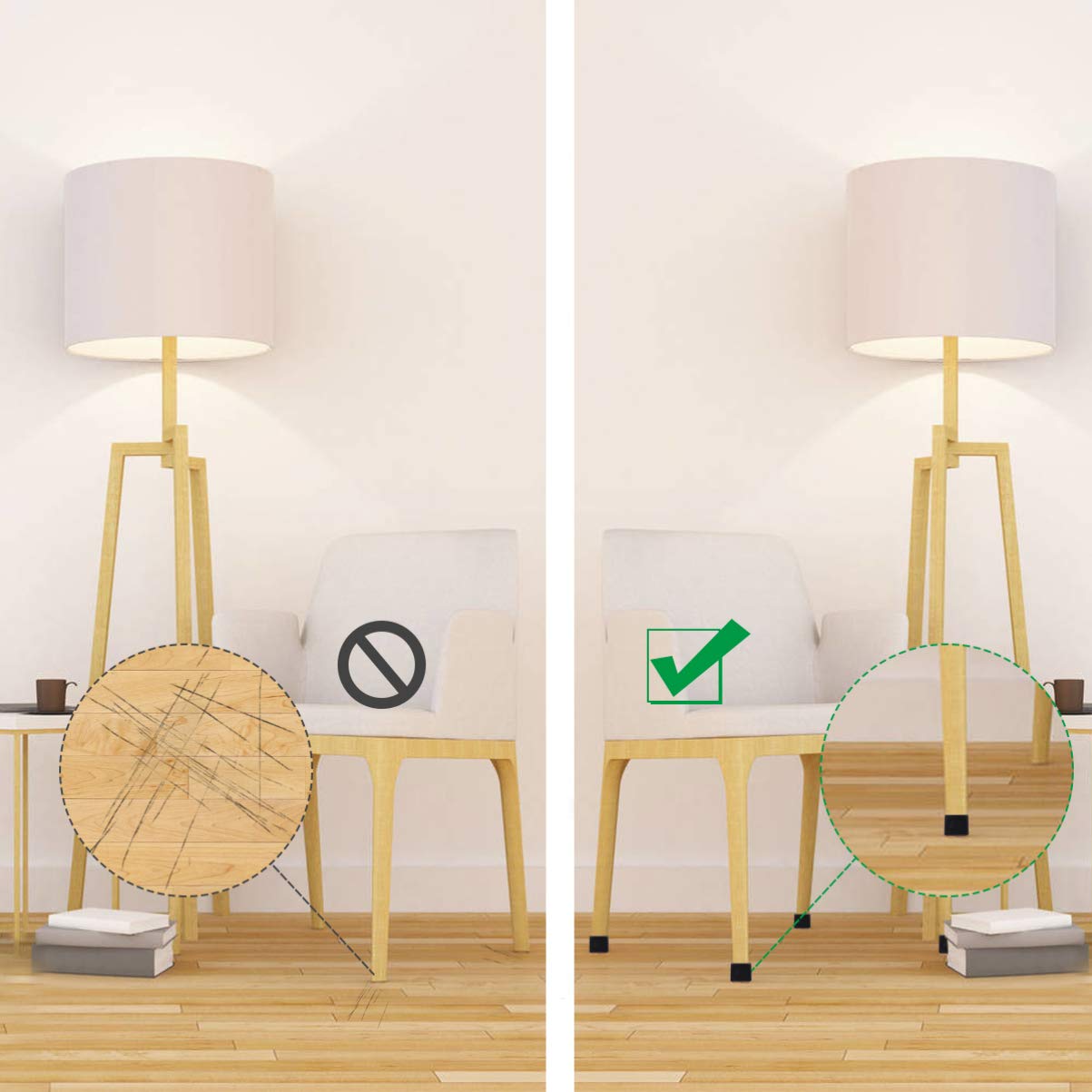 Hemoton 20-Piece Furniture Floor Protectors - Non-Slip Chair & Table Leg Caps, Noise Reducing Felt Pads for Hardwood Floors & Tile - Perfect for Dining Chairs, Office Desks & Home Furniture Protection