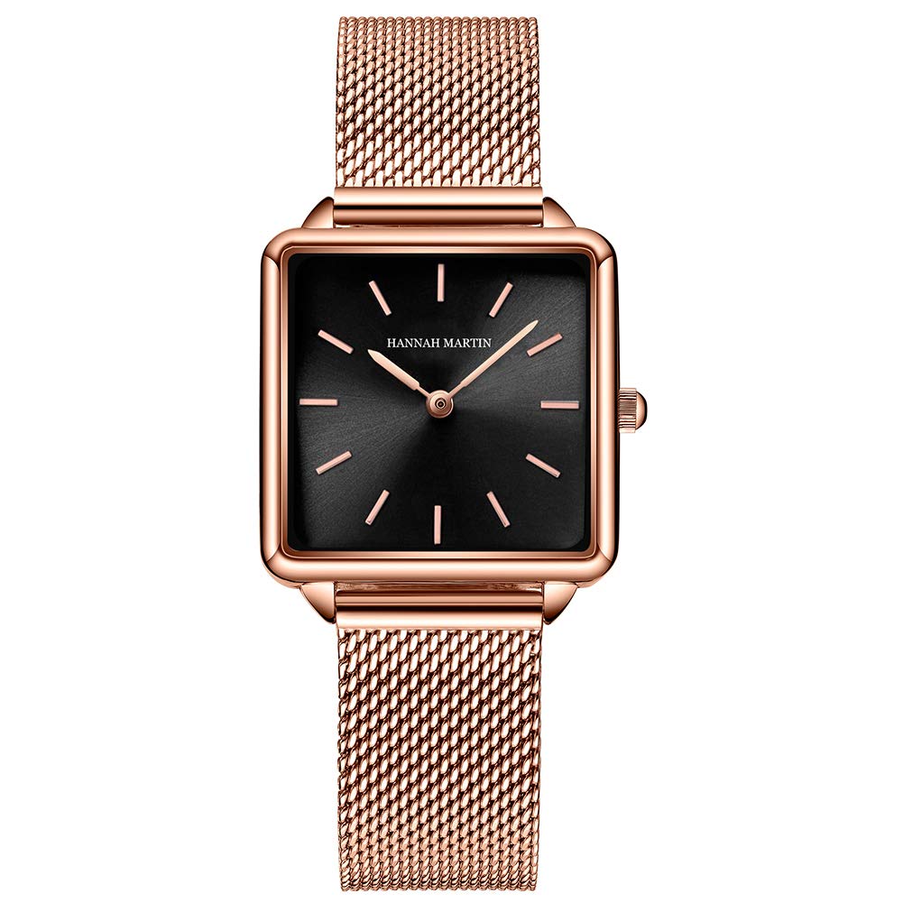 Women's Square Quartz Watch - Rose Gold/Silver Stainless Steel Mesh for Casual & Business Wear