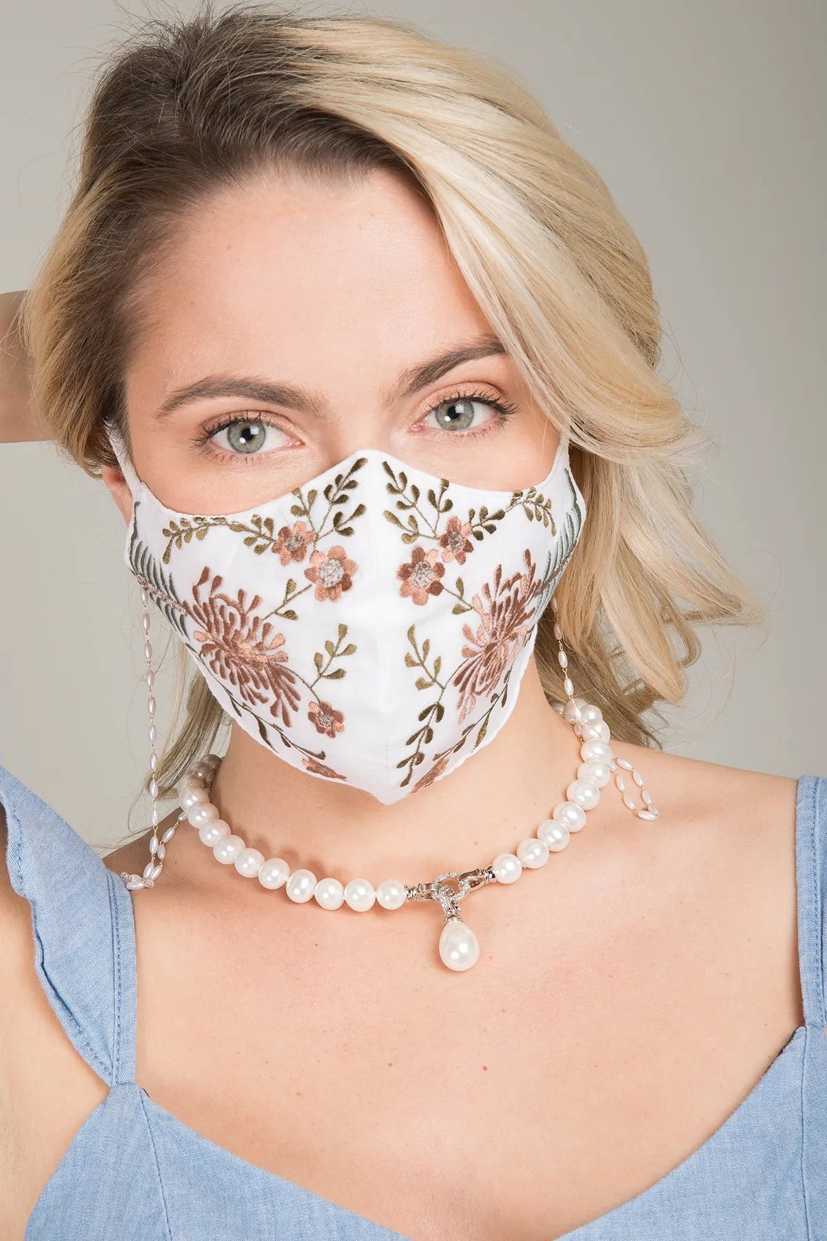 Primavera Embroidered Face Mask - Reusable Cotton Floral Design for Women & Men - Perfect for Travel, Shopping & Daily Protection