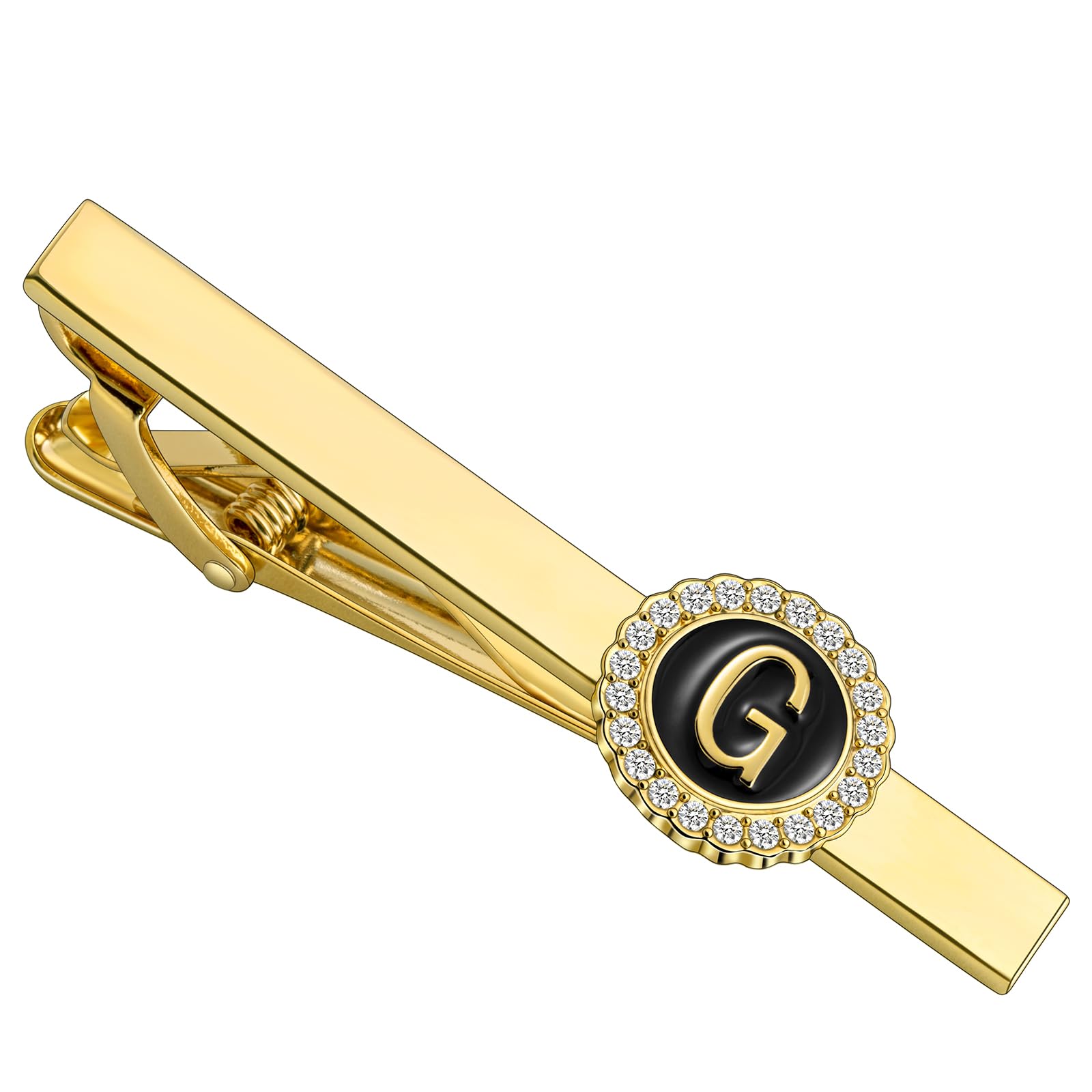 HAWSON 2.2 Inch 18K Gold Plated Men's Tie Clip with Initial Engraving - Elegant Fashion Accessory for Wedding, Business & Formal Events - Perfect Gift for Him (Birthday, Anniversary, Graduation) - A to Z Letter Options