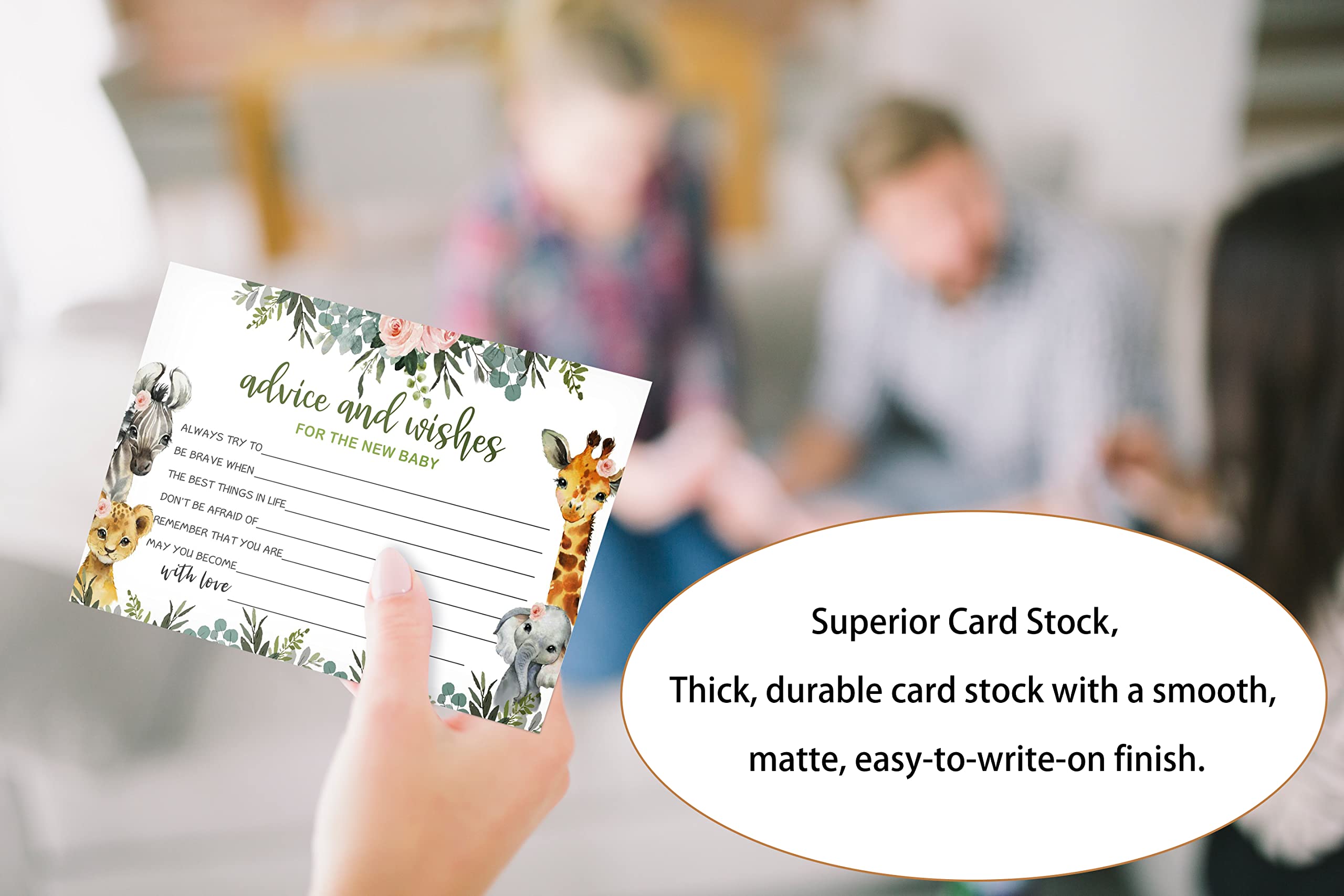 Yuansail Jungle Animals Baby Shower Greeting Cards - Pack of 25 with Baby Advice, 4x6 Inch Premium Cardstock, Gender Neutral Design for Adults - Perfect for Baby Showers, Newborn Celebrations & Parenting Gifts