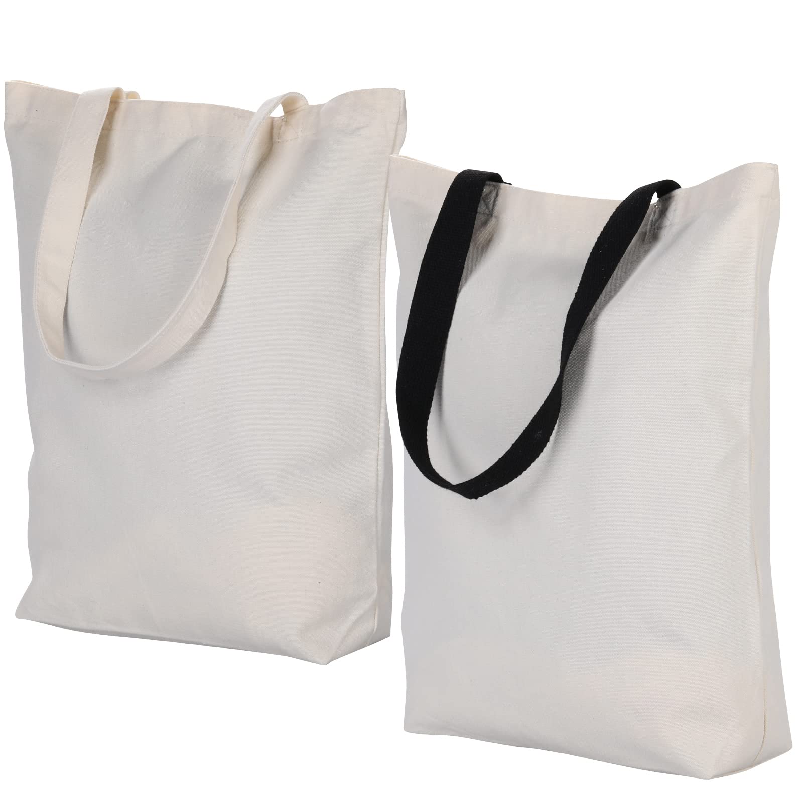 LAIGOO 2-Pack Large Plain Canvas Tote Bags with Sturdy Handles - 17.7 x 15 Inch Reusable Grocery Shopping Bags - Eco-Friendly Cotton Carryall for Groceries, Beach, Work & Daily Use