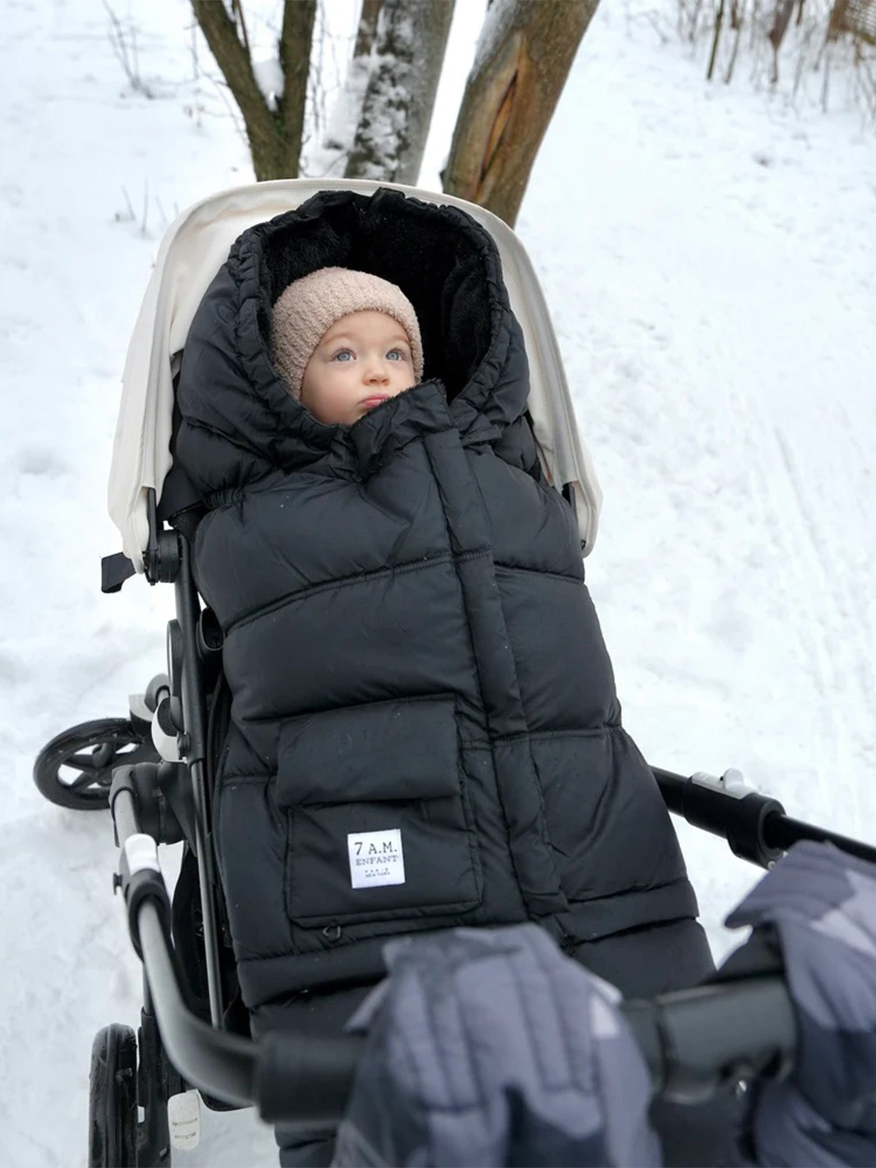 7AM Enfant Evolution Nest Baby Blanket - Soft & Breathable Black Swaddle for Newborns (97.8 x 44.5 x 5.1 cm) - Perfect for Stroller, Car Seat & Crib Use
