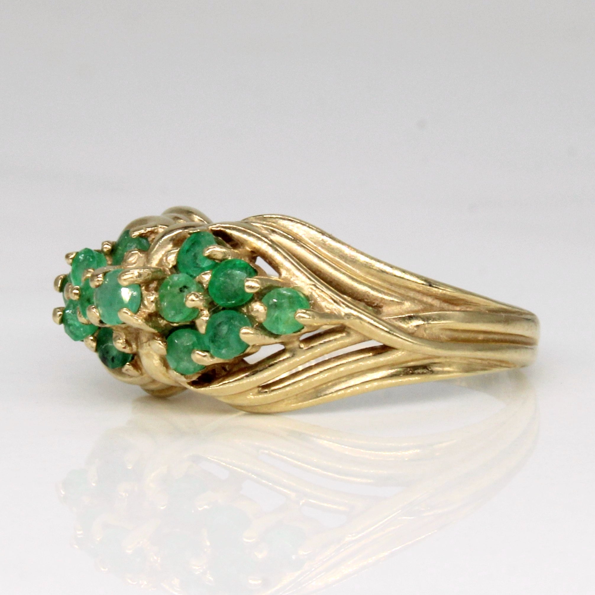 Emerald Cocktail Ring for Women - 0.35ctw Genuine Emerald & Diamond Ring - Size 5 - Perfect for Evening Parties, Weddings & Special Occasions