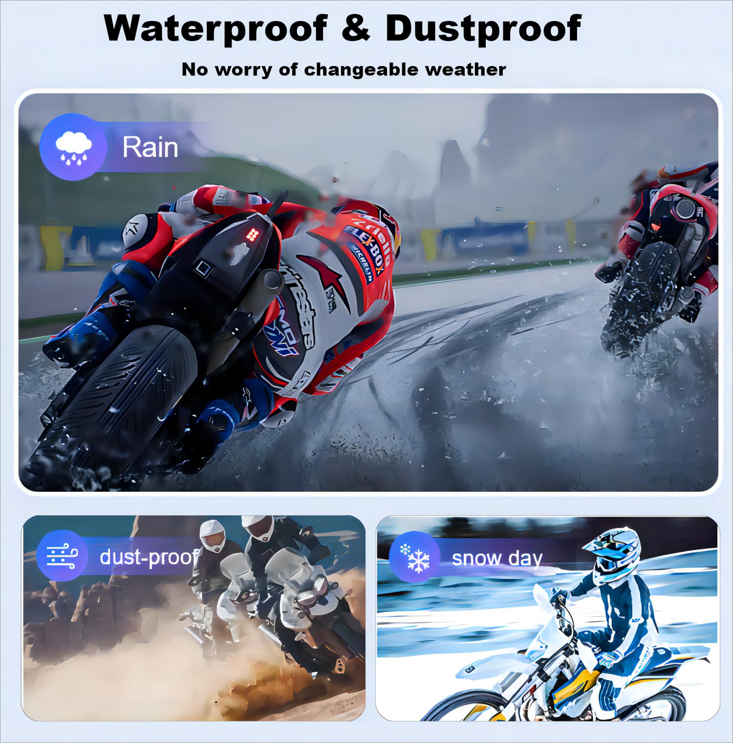 Fodsports FX6 Motorcycle Bluetooth Headset - 1000m Range, 6-Way Intercom, Waterproof Helmet Communication System with Voice Dial & Charging While Riding - Perfect for Group Rides, Touring & Urban Commuting