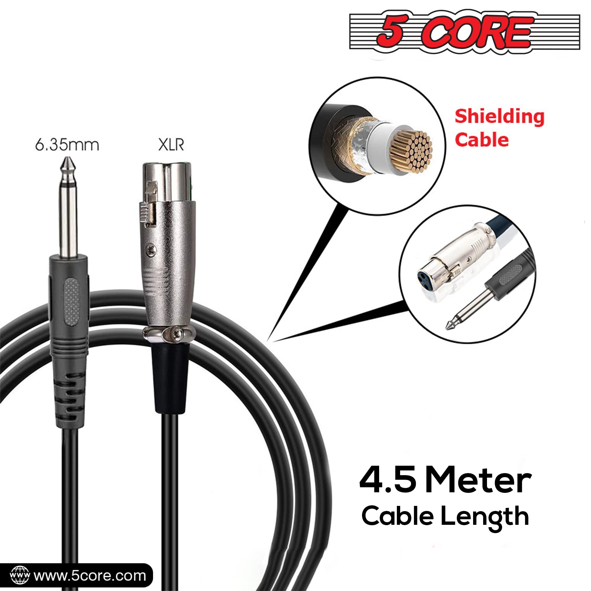 5 CORE Dynamic Vocal Microphone - Cardioid Unidirectional Handheld Mic with On/Off Switch & XLR Cable for Singing, Karaoke, Live Performances & Studio Recording (Model PM-883)
