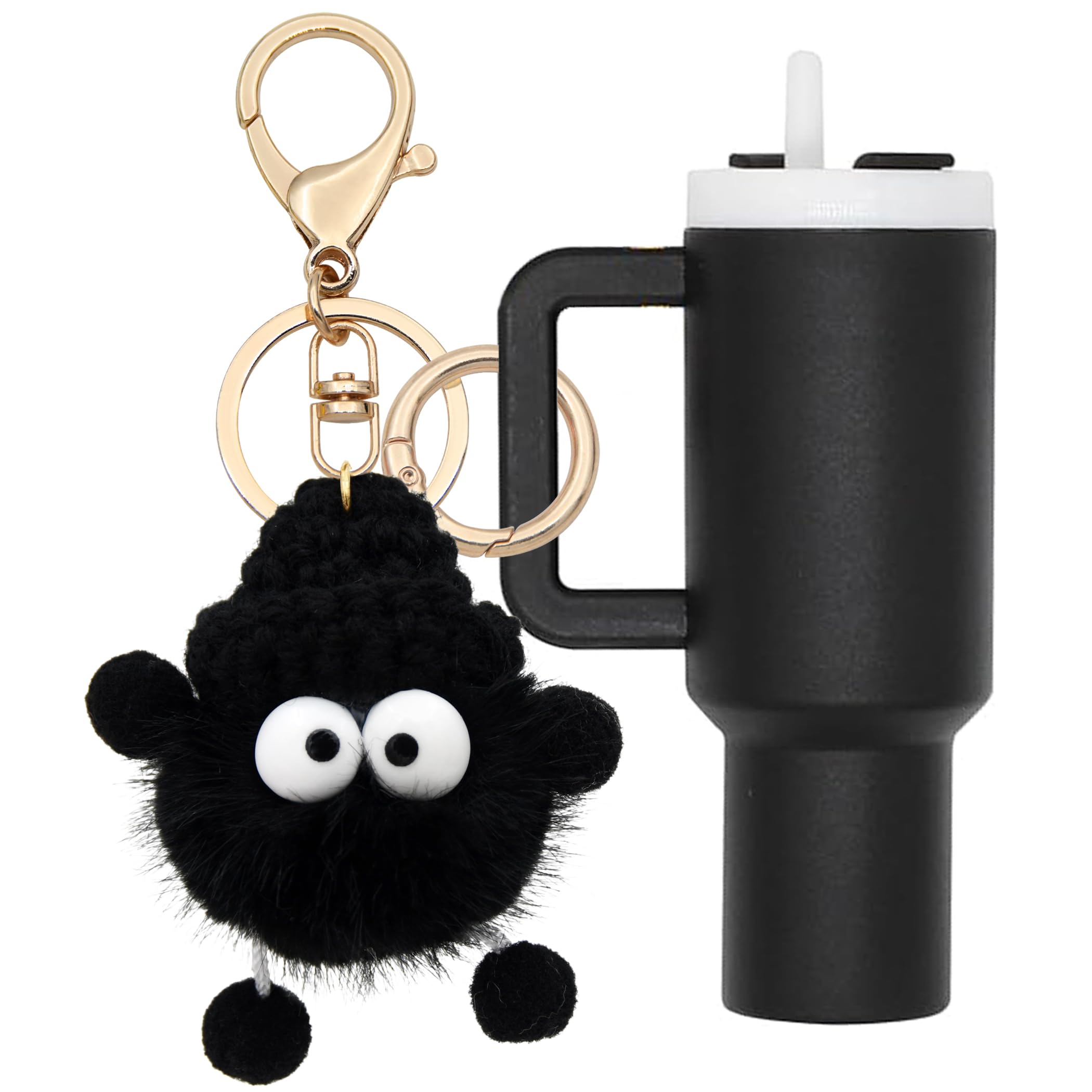 Cute Mini Tumbler Keychain - Stanley Cup Inspired Plush Ball Pendant for Handbags & Backpacks | Soft Artificial Keychain Charm for Women | Perfect Gift for Coffee Lovers & Cup Collectors