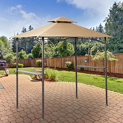 Garden Winds Replacement Canopy Top Cover for The Grill Gazebo L-GG019PST - 350 Beige | Durable Outdoor BBQ Shelter Accessory | Perfect for Patio, Deck, and Backyard Gatherings