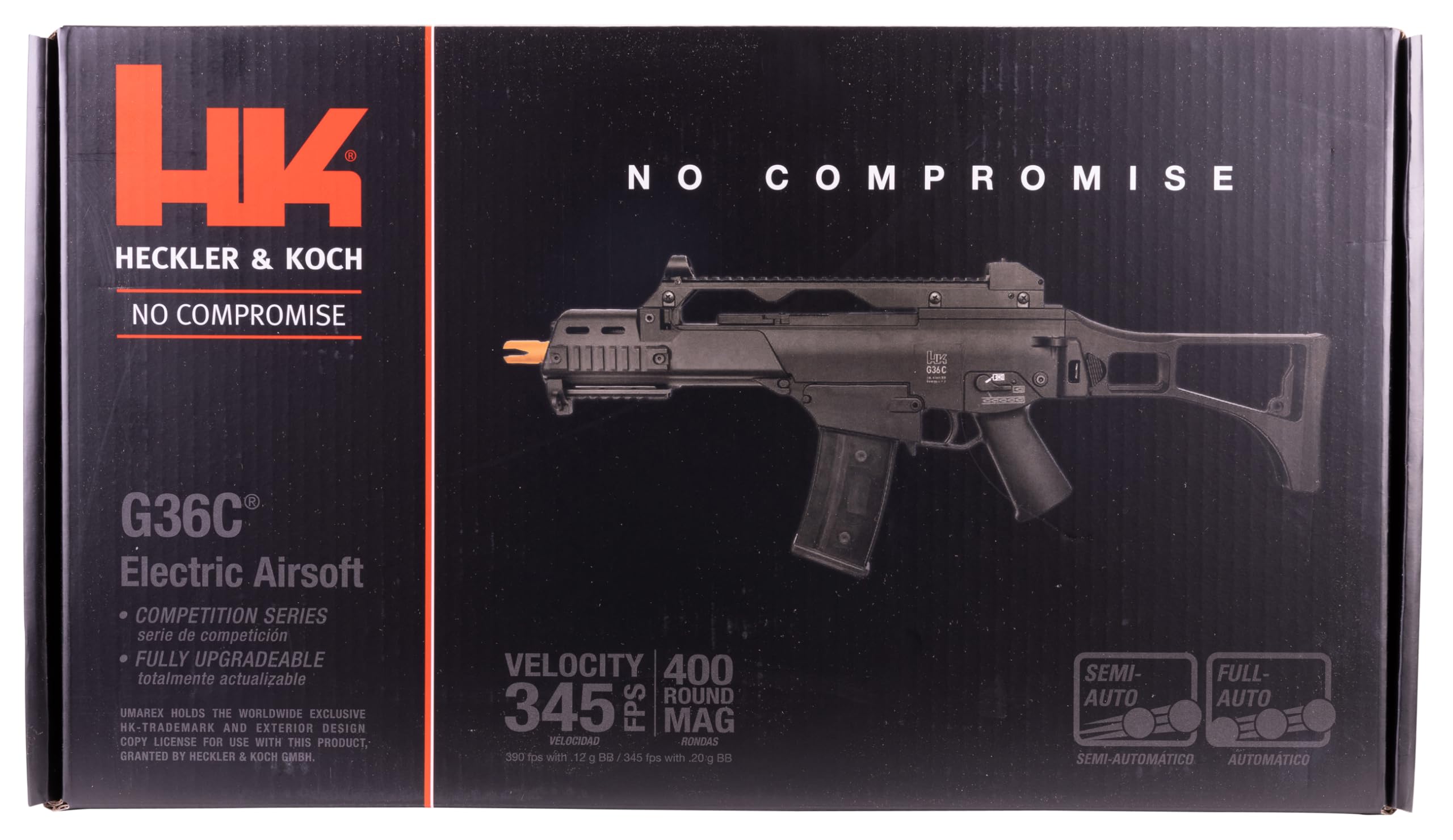 HK Heckler & Koch G36C AEG Airsoft Rifle - 6mm BB Automatic Electric Gun - Competition Series (Black) - Perfect for Tactical Training & Airsoft Battles