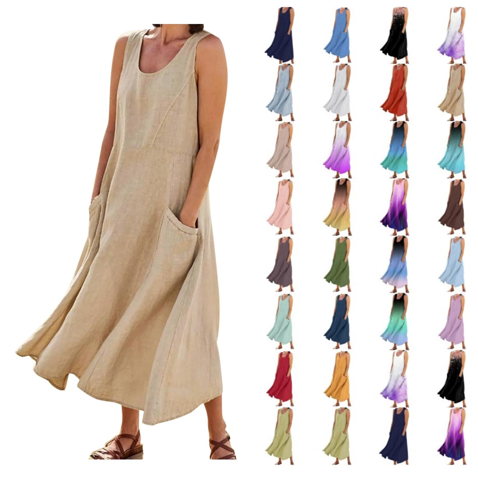 2024 Women's Casual Cotton Summer Sundresses - Loose T-Shirt Style Tank Dress for Beach Vacation & Tropical Spring Outfits | Perfect for Pool Parties, Resort Wear & Summer Travel
