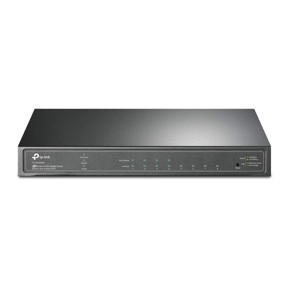 TP-Link SG2008P 8-Port Gigabit PoE Switch with 4× PoE Ports | 802.3af/at 30W per Port | 62W Total Power Budget | Metal Housing | Plug & Play | Energy Efficient | Ideal for Home Office, Small Business & IP Camera Networks