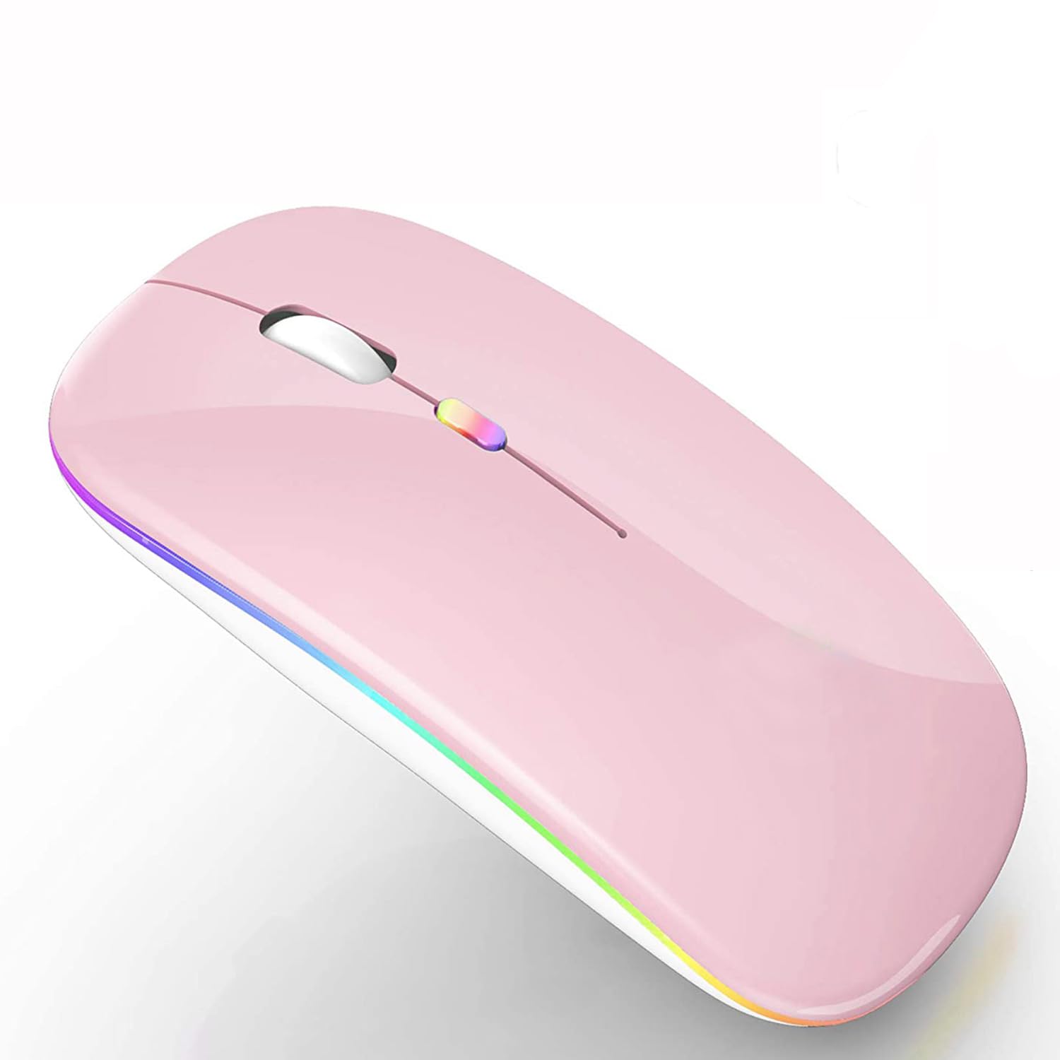 Wireless Bluetooth Mouse for Laptop, MacBook, iPad, PC - Compatible with MacBook Air/Pro, Windows, Chromebook (Pink & White) - Perfect for Office, Home & Travel Use