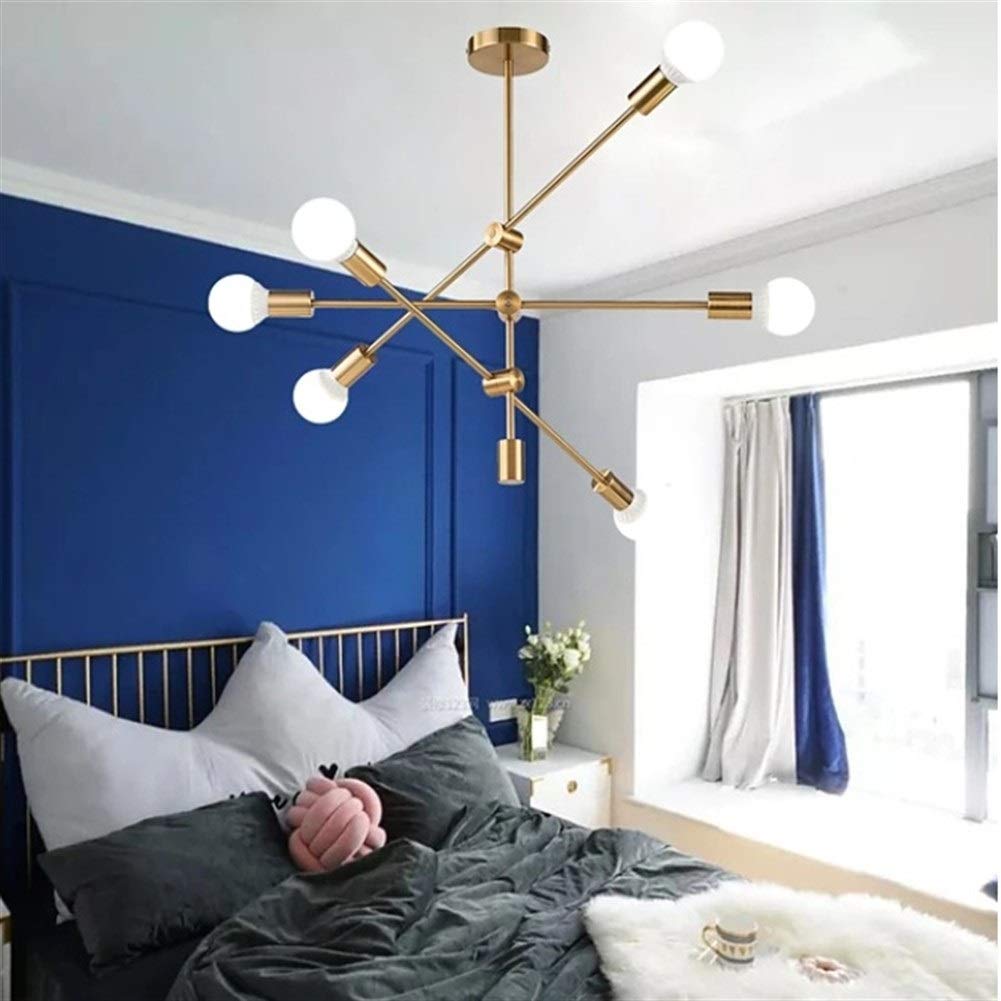 6-Light Adjustable Linear Chandelier - 90cm Modern Nordic Style Metal Pendant Light with Electroplated Finish | Perfect for Dining Room, Living Room & Bedroom Lighting