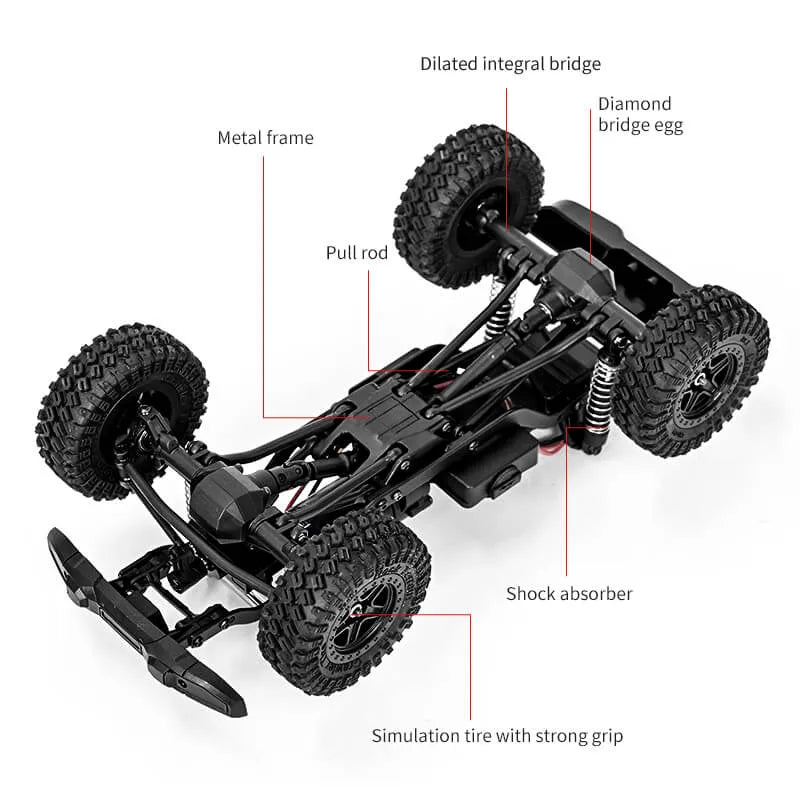 JJRC C8813 4WD 2.4GHz Remote Control Rock Crawler Truck - Off-Road RC Car with Climbing Ability for Kids & Adults | Perfect for Backyard Adventures, Trail Crawling & Off-Road Racing