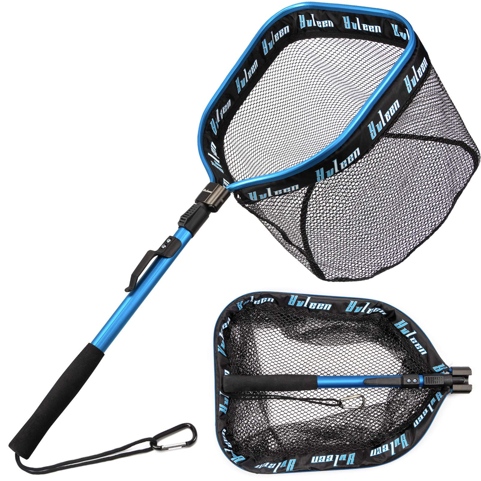 YVLEEN Floating Fishing Net - Foldable Rubber Coated Landing Net for Easy Catch & Release | Freshwater & Saltwater Fishing Gear | Perfect for Fly Fishing, Kayak Fishing & Shore Angling