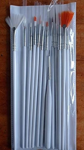 15-Piece Nail Art Brush Set with Point Drill Drawing Pens - Professional Nail Painting & Design Kit (White) - Perfect for Salon, Home Manicures & DIY Nail Art