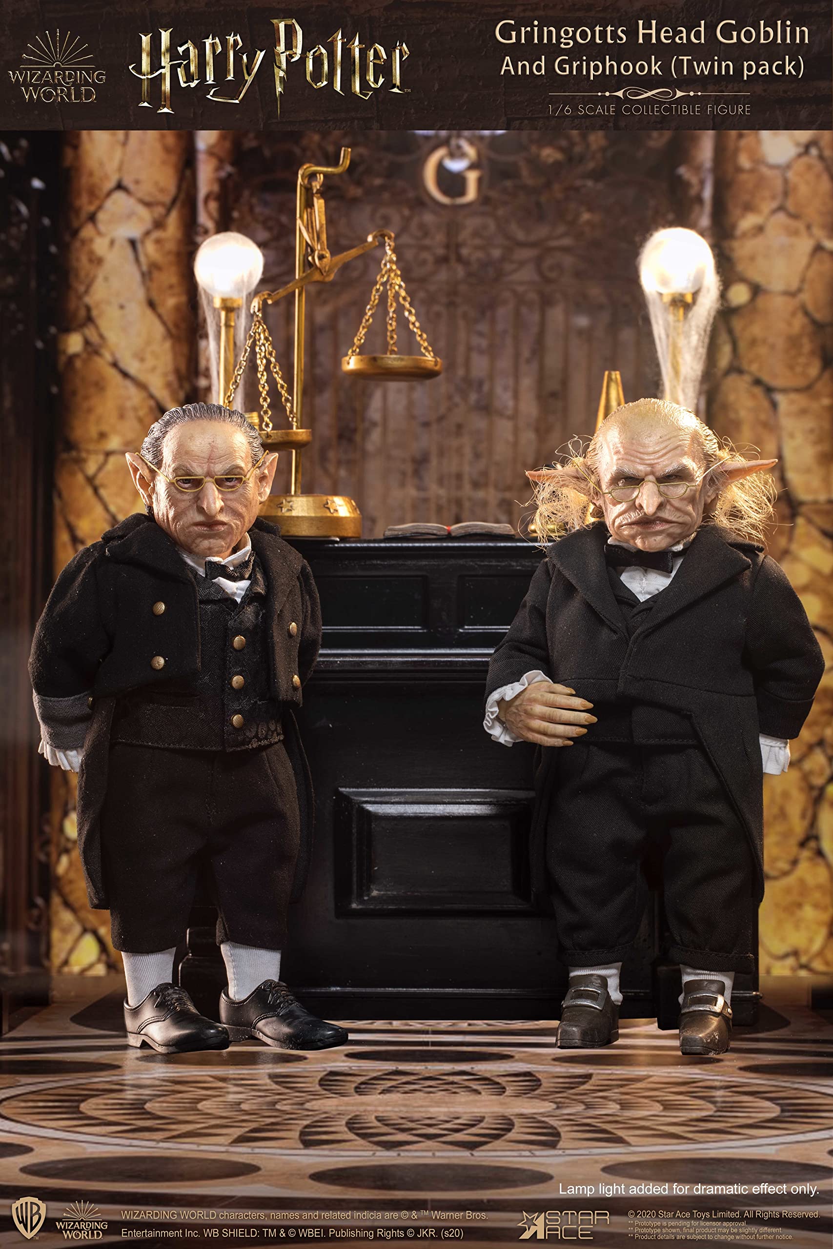 Star Ace Toys Harry Potter & The Sorcerer's Stone: Gringotts Head Goblin 1:6 Scale Action Figure Twin Pack - Collectible Movie Character Figurine Set for Display & Fantasy Role Play | Perfect Gift for Potter Fans & Collectors