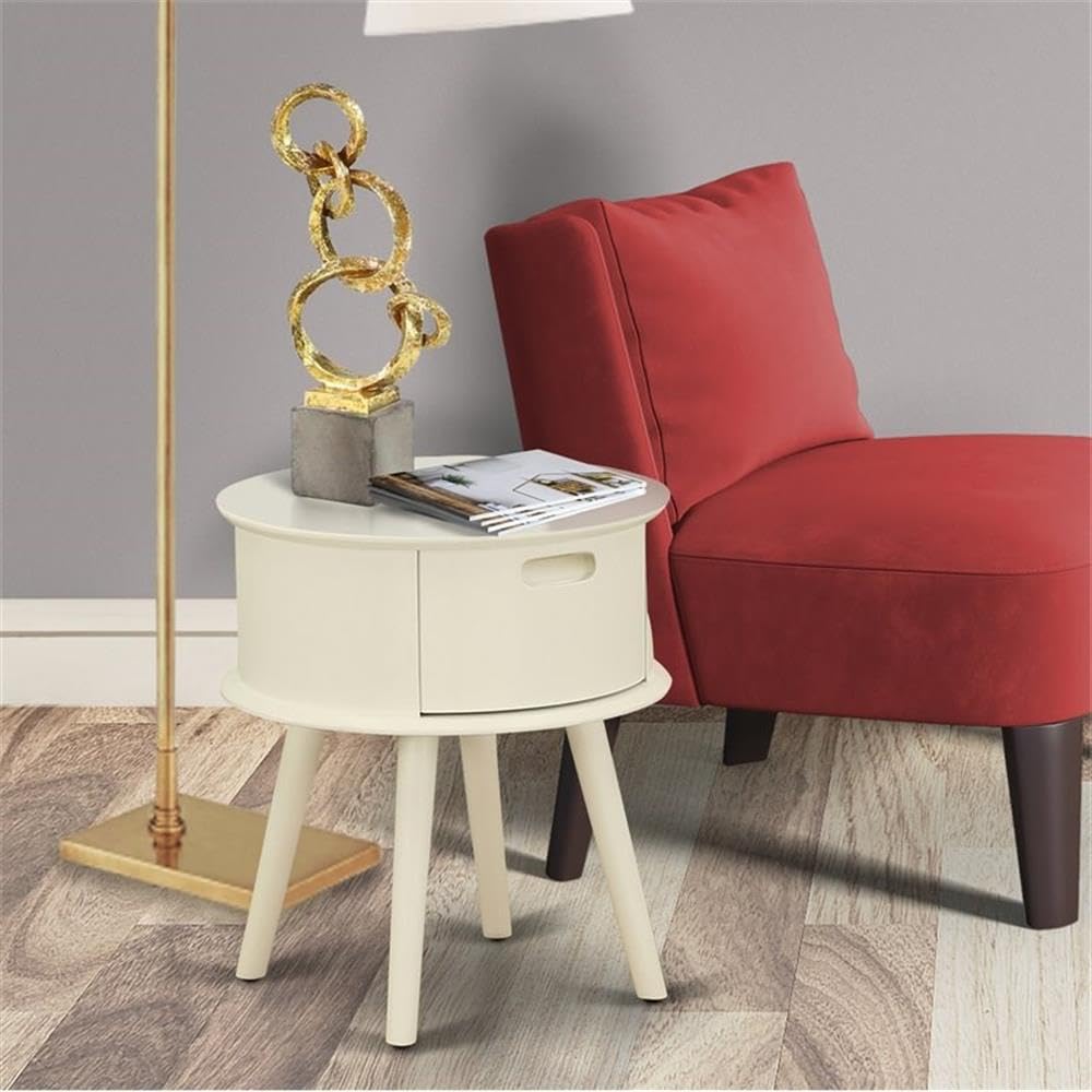 East West Furniture GONE05 White Nightstand with Drawer - Modern Bedroom Side Table for Small Spaces, 1-Pack - Perfect for Bedrooms, Guest Rooms & Apartments