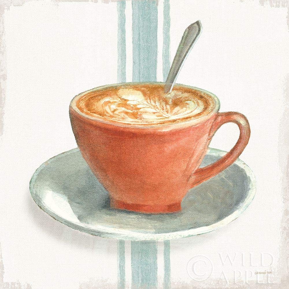 Wake Me Up Coffee III with Stripes No Cookie Danhui NAI Poster Print - 24x24 Inch Multicolor Wall Art - Perfect for Home, Office & Cafe Decor