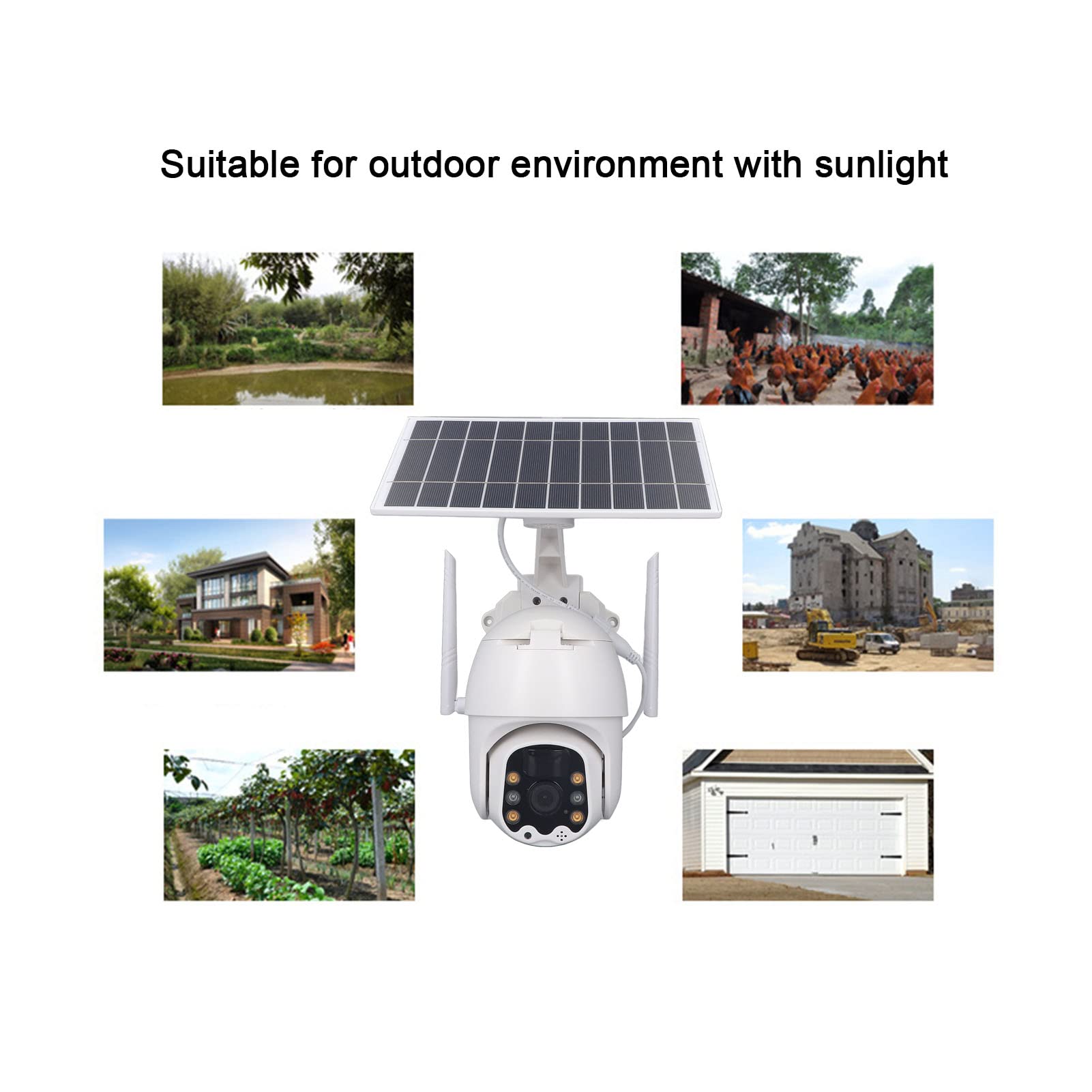 Glomora 3MP Solar Powered Outdoor Security Camera - 1080P HD, 360° View, PIR Motion Detection, 2.4GHz WiFi - Ideal for Home, Garage, Yard & Business Surveillance