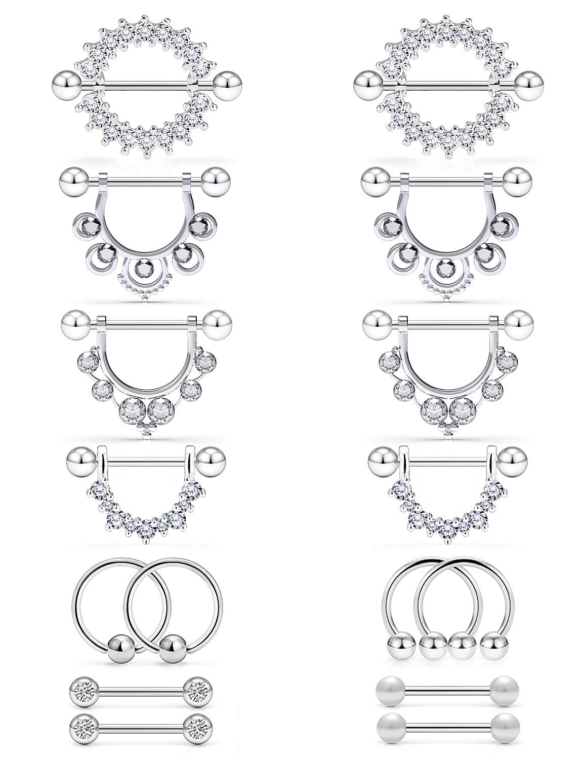 Ocptiy 14G Surgical Steel Silver Nipple & Tongue Piercing Jewelry - 14MM (9/16 inch) Barbell Bar for Women - Perfect for Body Piercing, Night Out or Self-Expression