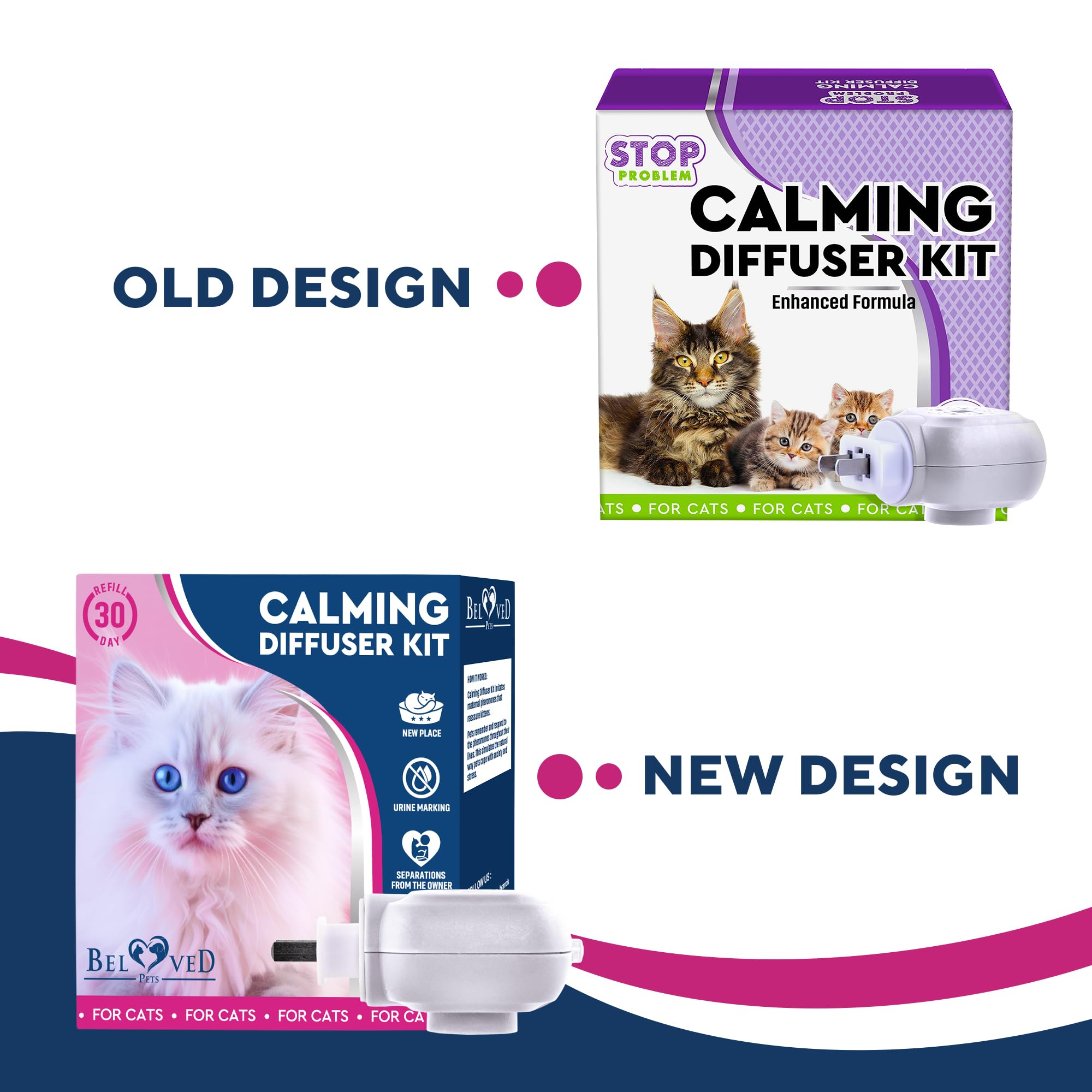 Premium Cat Calming Diffuser with Feline Pheromones - Anti-Anxiety Stress Relief for Cats, Stops Aggression, Spraying & Fighting - Ideal for Multi-Pet Homes, Vet Visits & Travel - 30-Day Refillable Plug-In