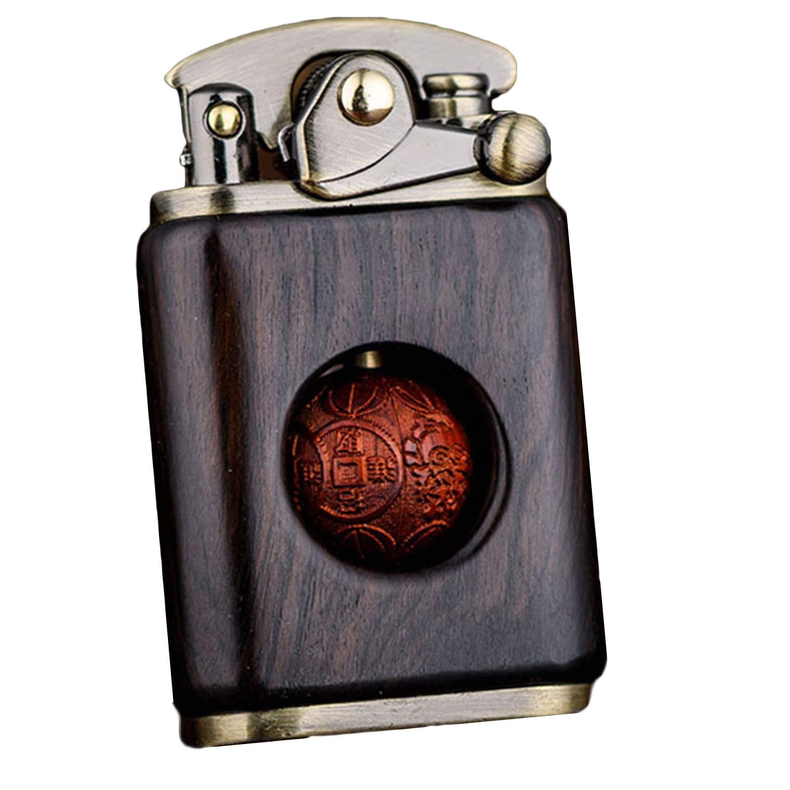 Vintage Wooden Trench Lighter - Retro Kerosene Lighter with Solid Wood Design for Cigarettes & Cigars - Black (Perfect for Outdoor Camping, BBQ, and Smoking Accessories)