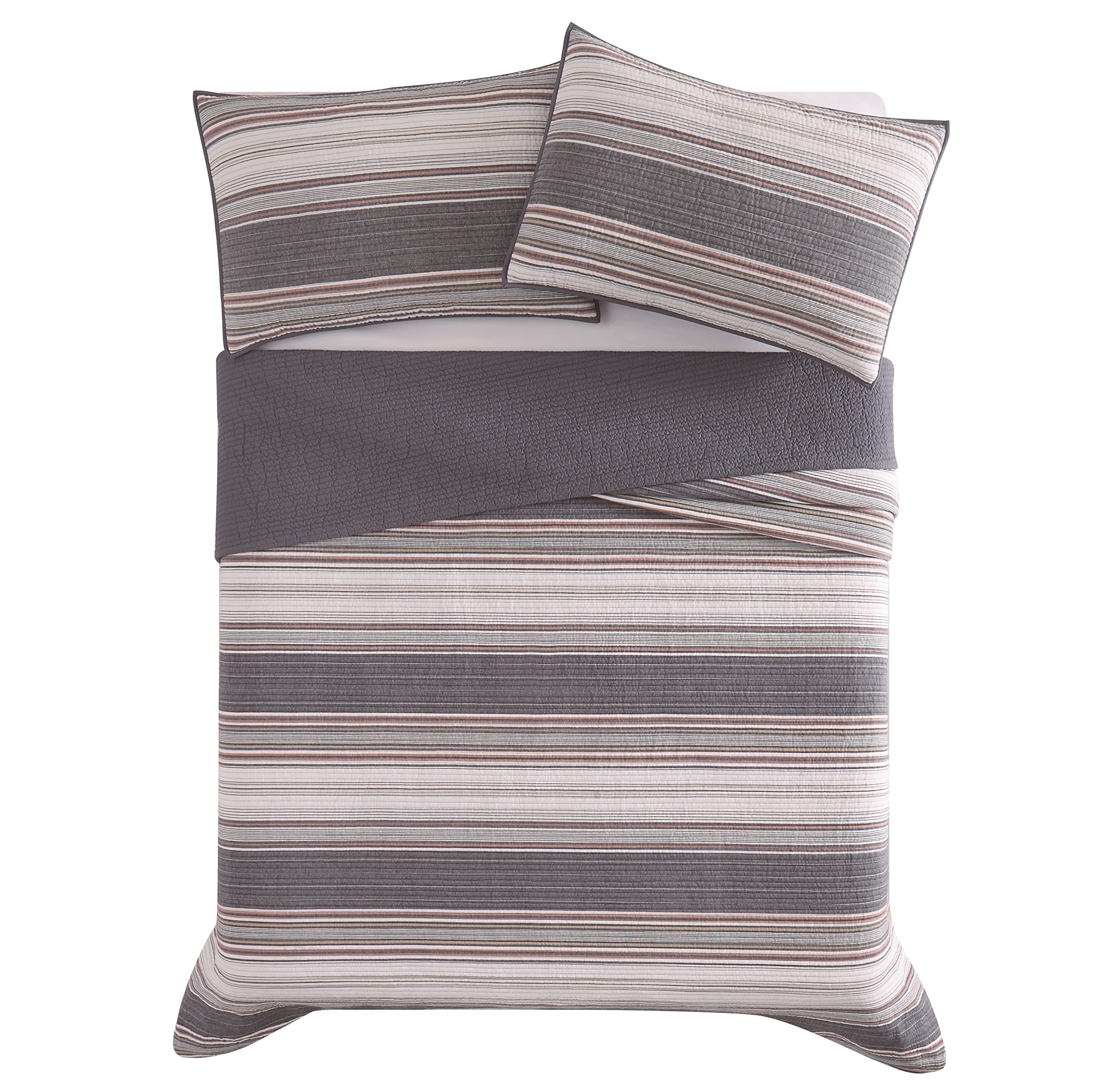 Brooklyn Loom Hudson Stripe Yarn-Dyed 2-Piece Twin/TXL Quilt Set - Soft & Breathable Bedding for Cozy Bedrooms & Guest Rooms