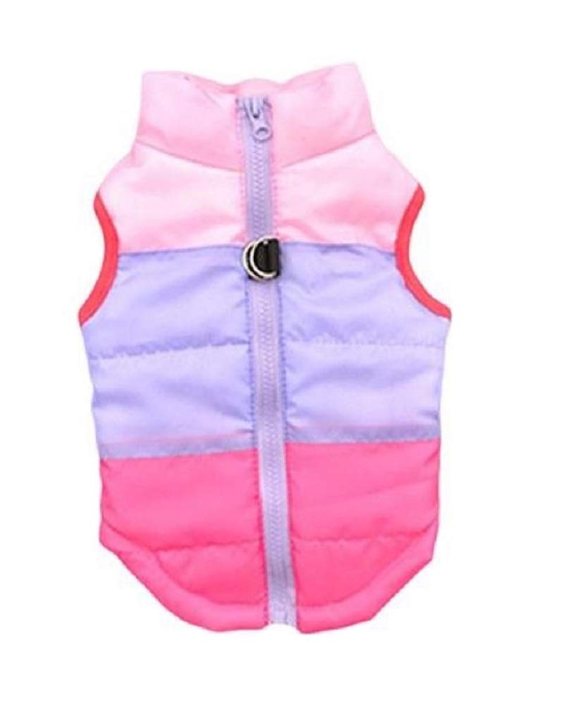 Quilted Puffer Vest for Small Dogs & Cats - Purple Pink for Outdoor Walks