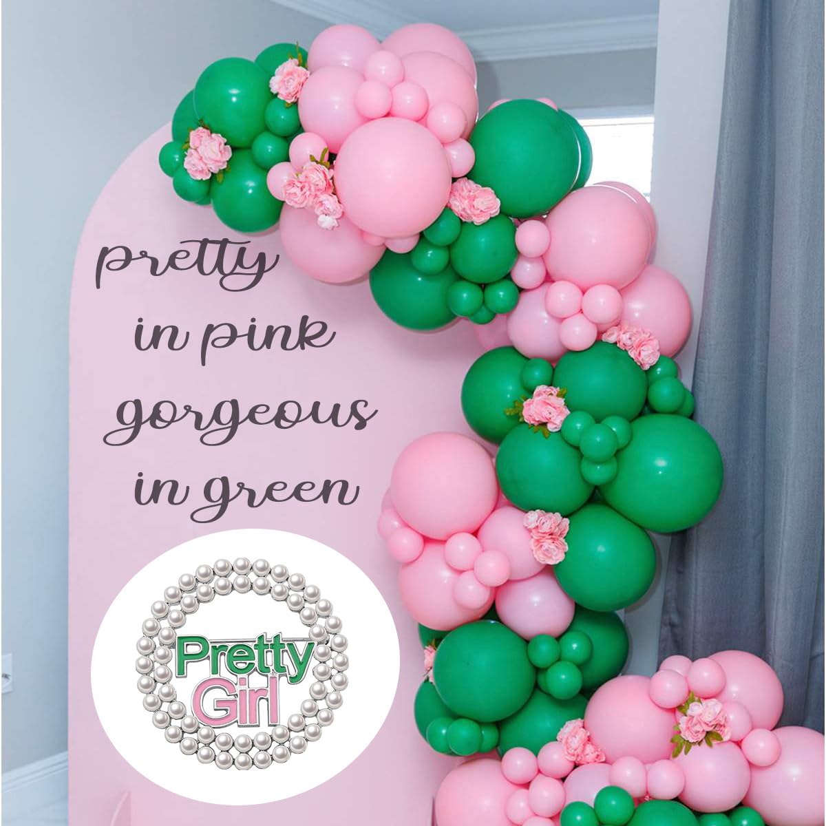 POTIY Pink & Green Sorority Graduation Gift - Elegant Pearl Brooch Pin for Women | Perfect for Sorority Sisters, Graduation Parties & Special Occasions