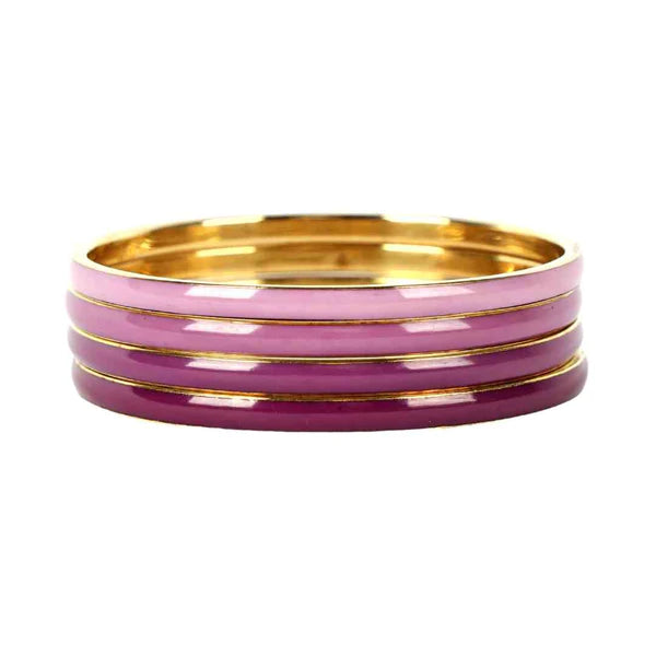 BuDhaGirl Krishna Bangles Set of 4 - Genuine Amethyst Stone Bracelets for Women | Spiritual Jewelry, Meditation Accessories, Yoga & Boho Fashion