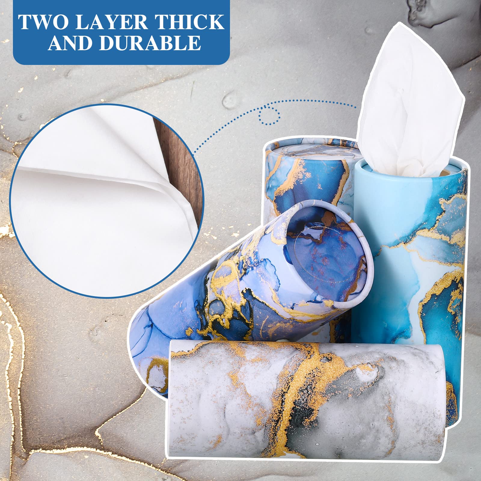 12-Piece Cylinder Car Tissue Box Set - Printed Round Disposable Napkins for Cup Holders | Travel Facial Tissues | Griotte Style Design | Perfect for Road Trips, Commuting & Car Cleaning
