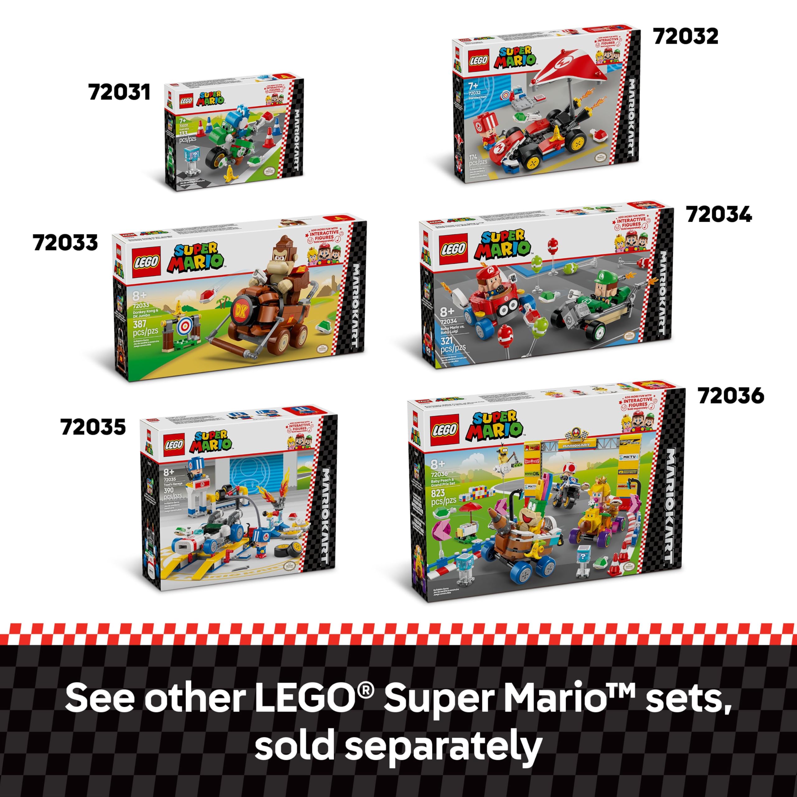 LEGO Super Mario Mario Kart Standard Kit 72032 - Kids Building Toy Set for Boys & Girls Ages 7+ | Nintendo Collectible Gift for Birthday & Holidays | Fun Racing Game Playset for Home & Party Playtime