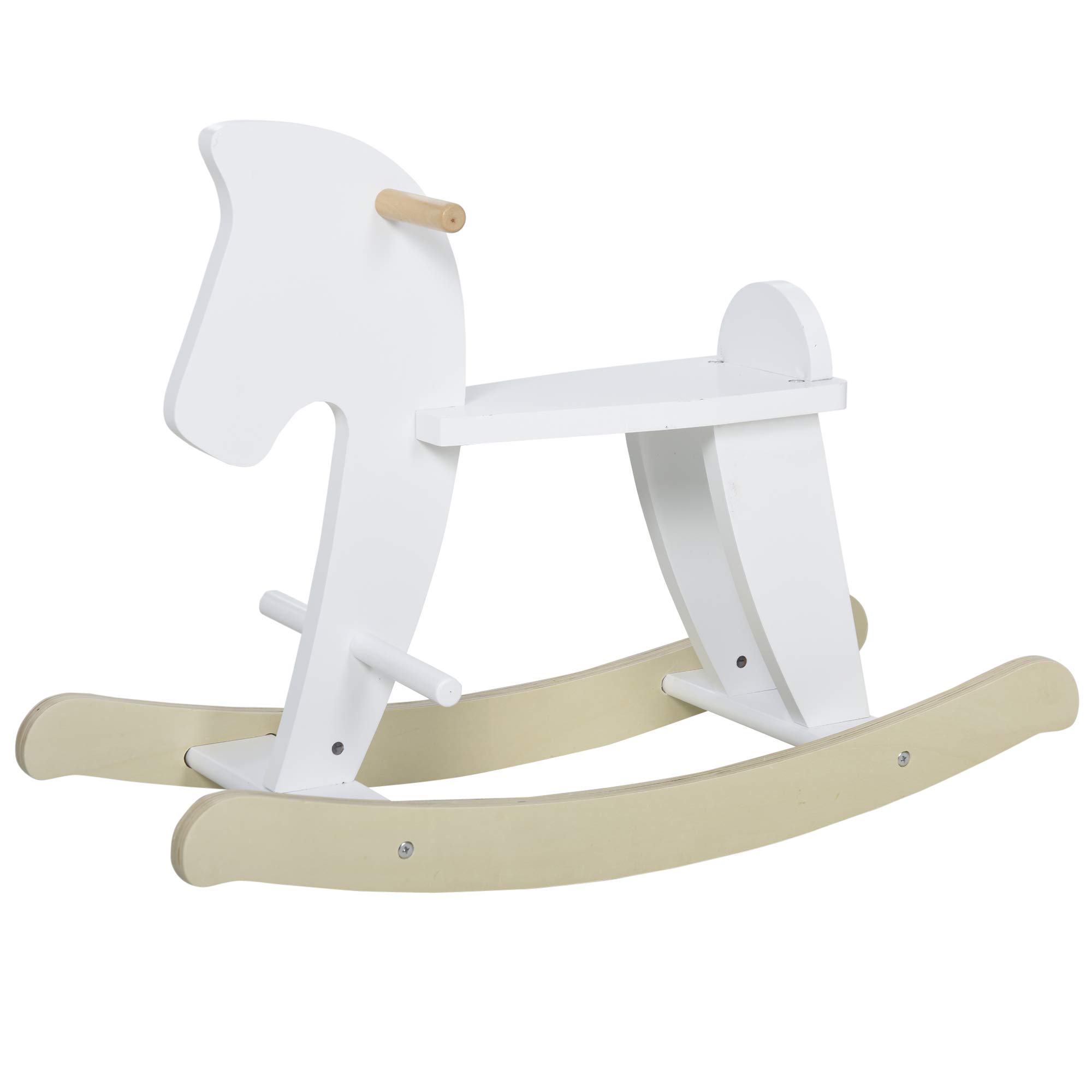 Qaba Classic White Wooden Rocking Horse for Toddlers 1-3 Years | Solid Wood Ride-on Toy for Kids | Nursery Decor & First Birthday Gift | Perfect for Indoor Playrooms & Daycare Centers