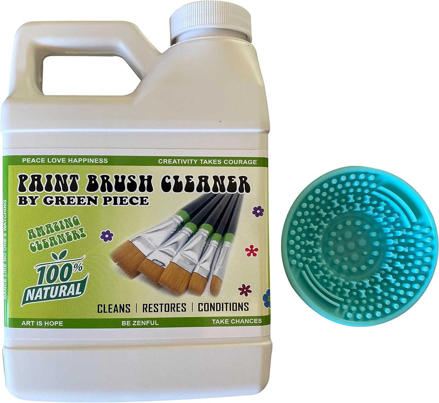 Green Piece® Non-Toxic Paint Brush Cleaner Kit - Safe & Effective Brush Cleaning Solution for Artists & DIY Projects (Includes Cleaning Mat) | Perfect for Acrylic, Oil & Watercolor Paint Cleanup