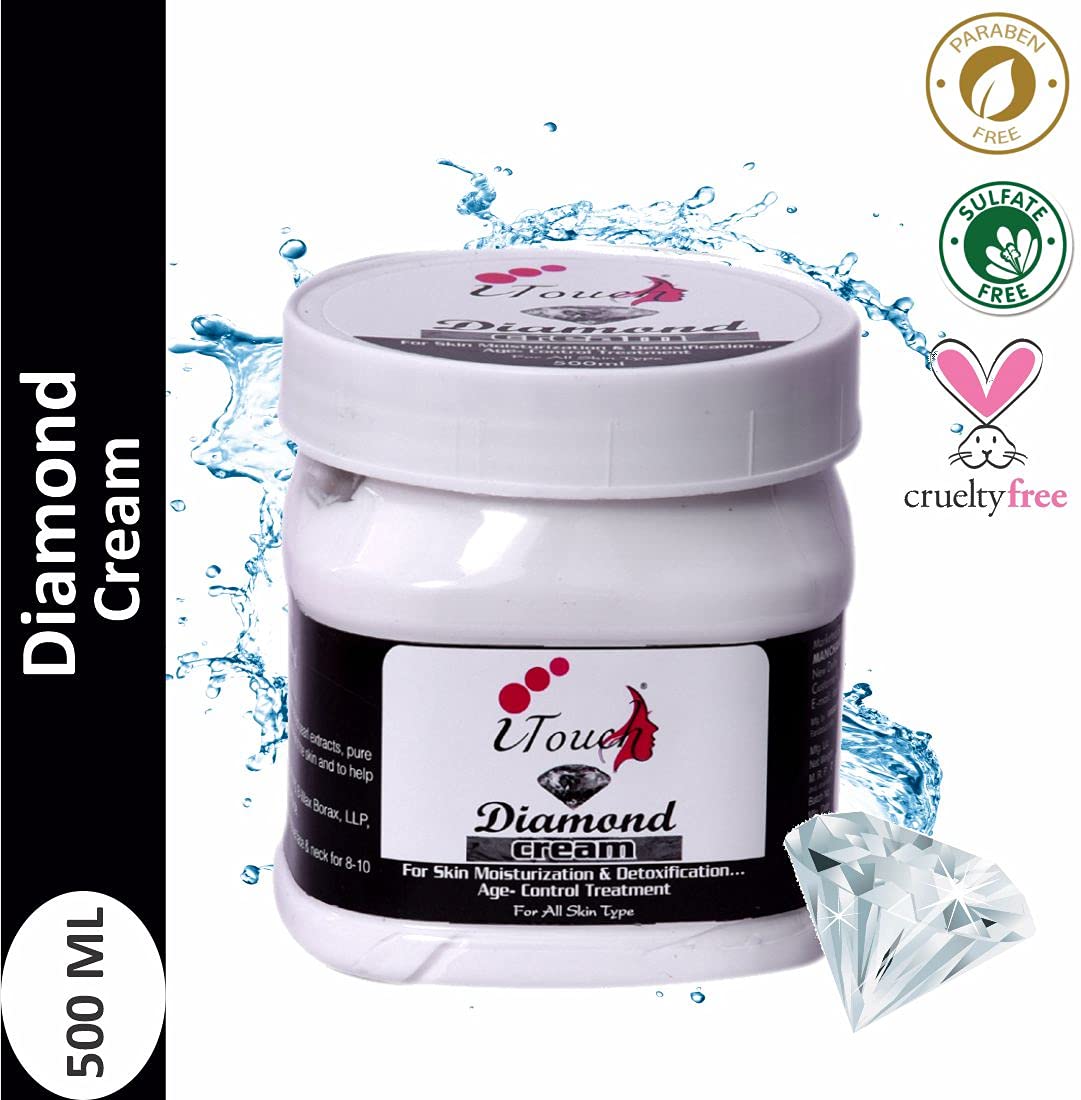 I TOUCH HERBAL Diamond Cream - Moisturizing & Brightening Face & Body Cream for Glowing Skin | Whitening, Softening & Nourishing Formula (500ml) | Perfect for Daily Skincare & Nighttime Hydration