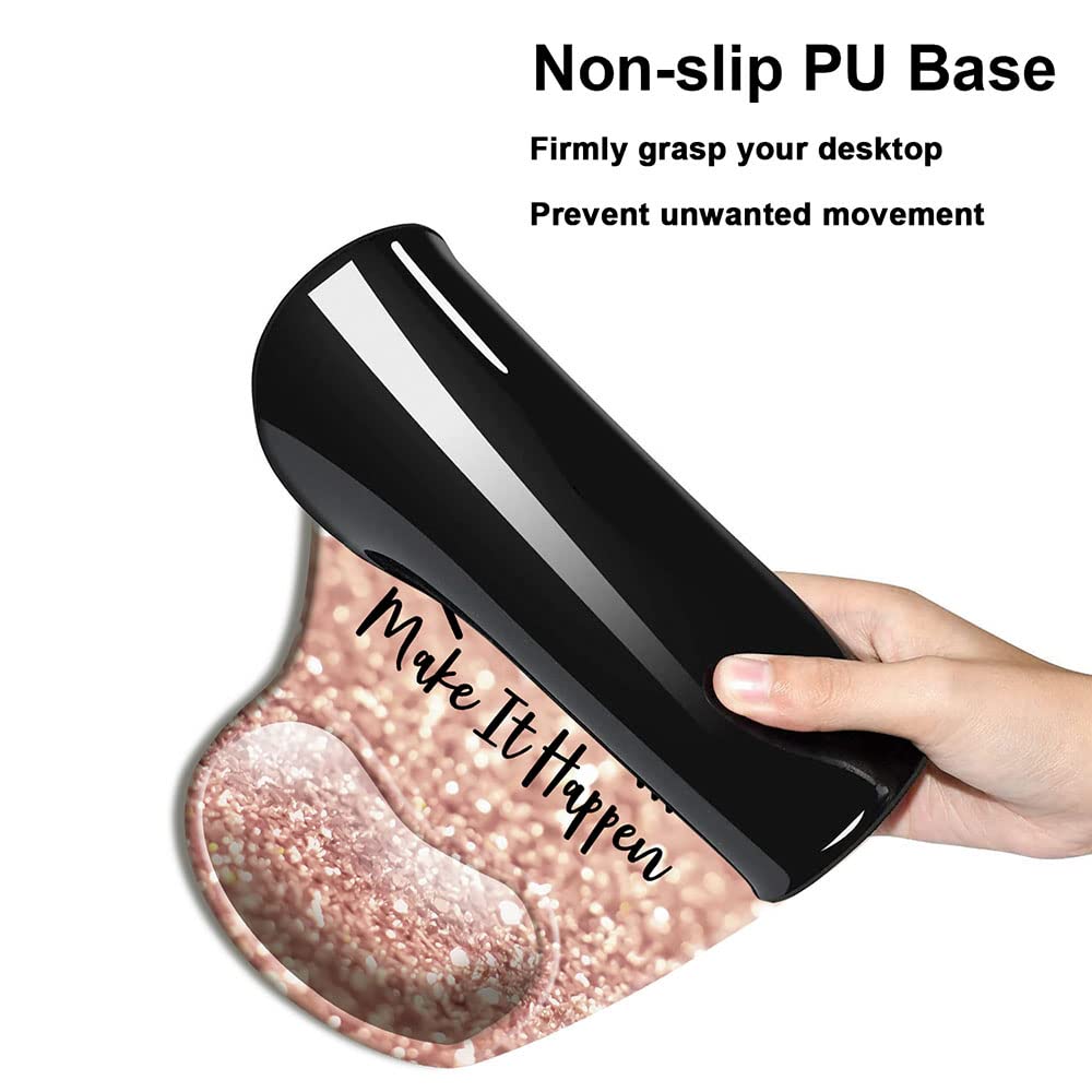 HOPONY Ergonomic Gel Mouse Pad with Wrist Support - Comfortable Non-Slip Computer Mousepad for Laptop & PC - 9x10 Inch Rose Gold - Perfect for Office Work, Gaming & Long Computer Use