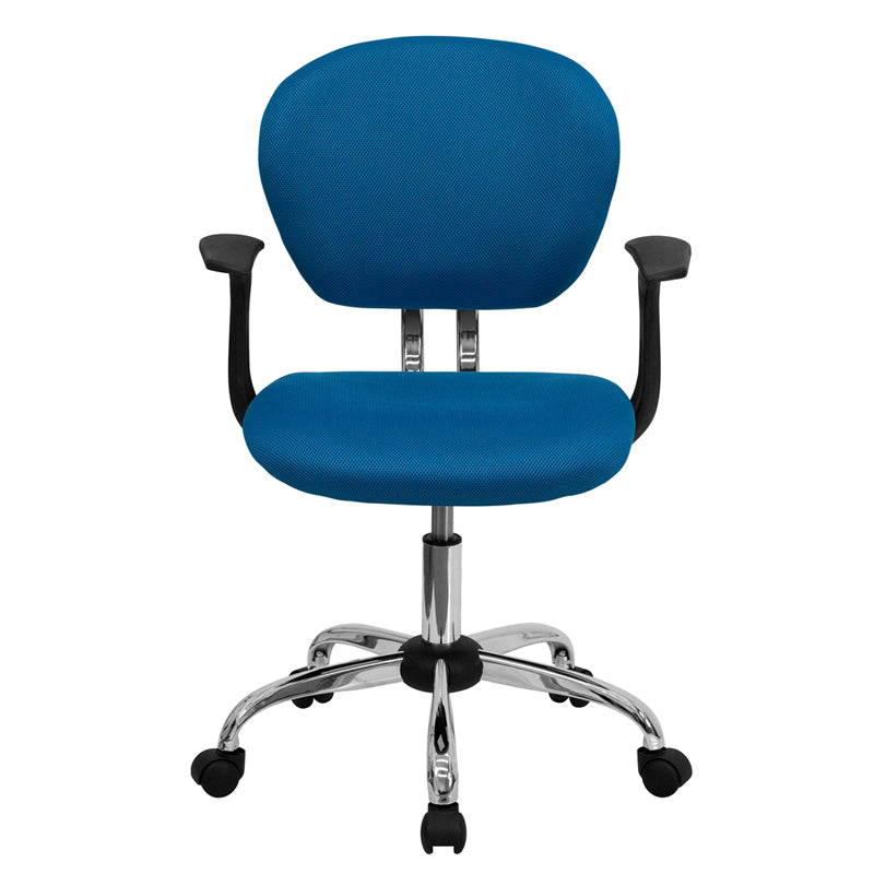 FLASH Beverly Mid Back Black Mesh Office Chair with Padded Seat, Swivel & Adjustable Height, Chrome Base & Arms - Ergonomic Desk Chair for Home & Office Workspace