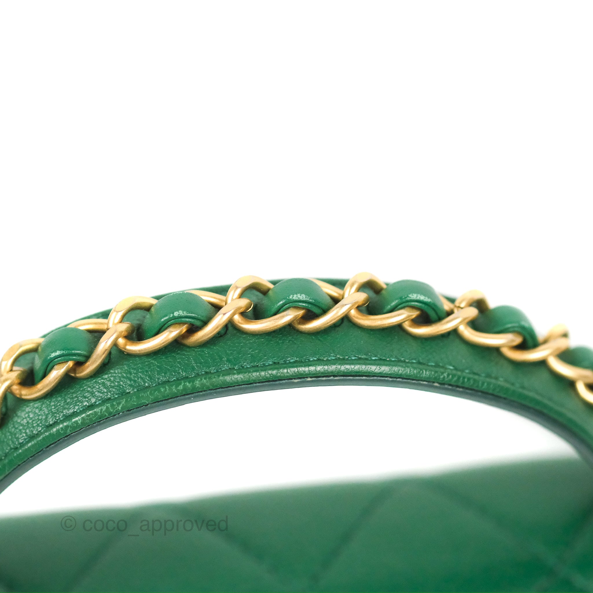 Chanel Chain Infinity Top Handle Bag - Green Lambskin Leather with Aged Gold Hardware - Luxury Crossbody Shoulder Bag for Women, Perfect for Parties, Weddings & Evening Events