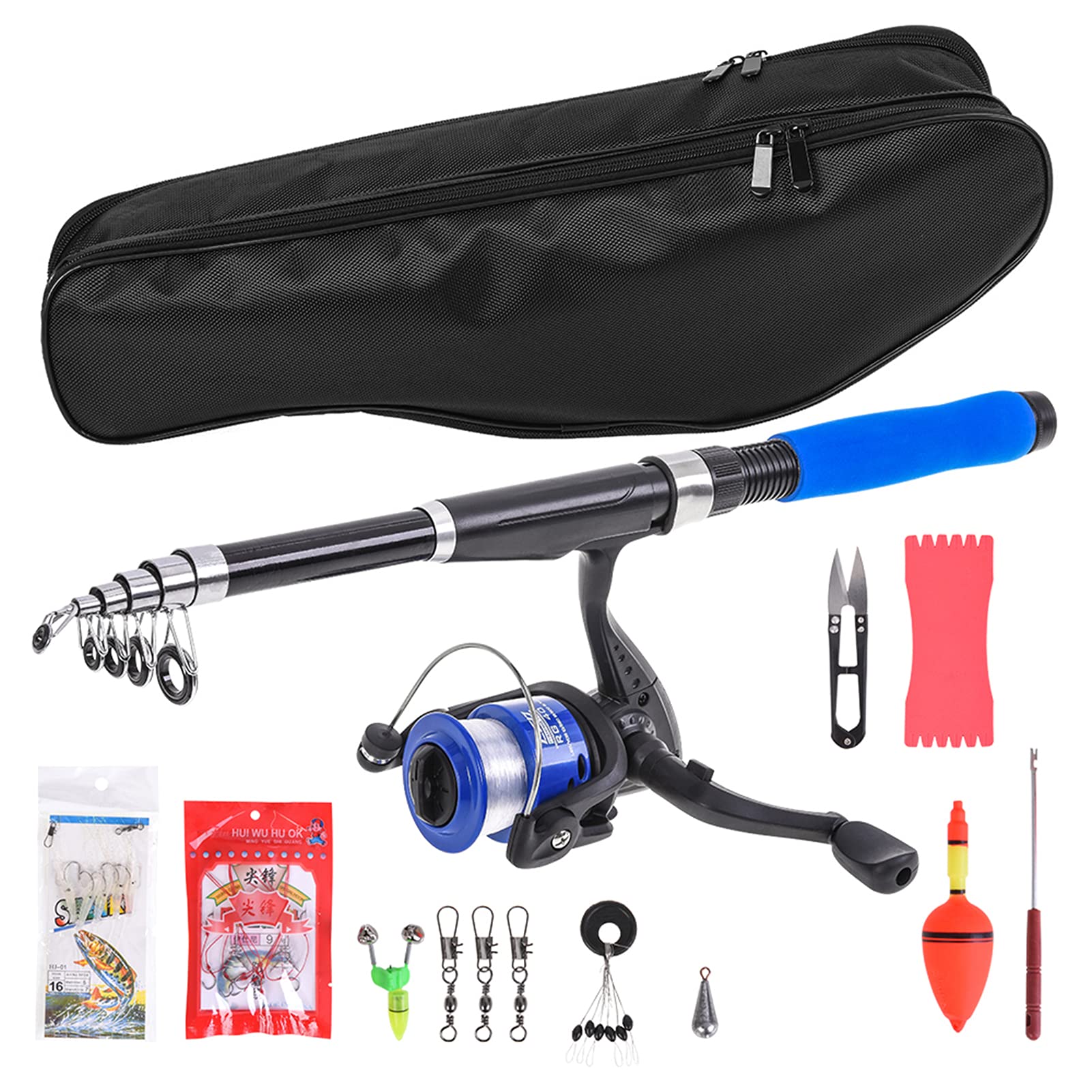 Lixada Telescopic Fishing Rod and Reel Combo Kit - Portable Spinning Fishing Pole Set with Lures, Hooks, Swivels & Carry Case - Perfect for Saltwater, Freshwater, Beach and Boat Fishing Adventures
