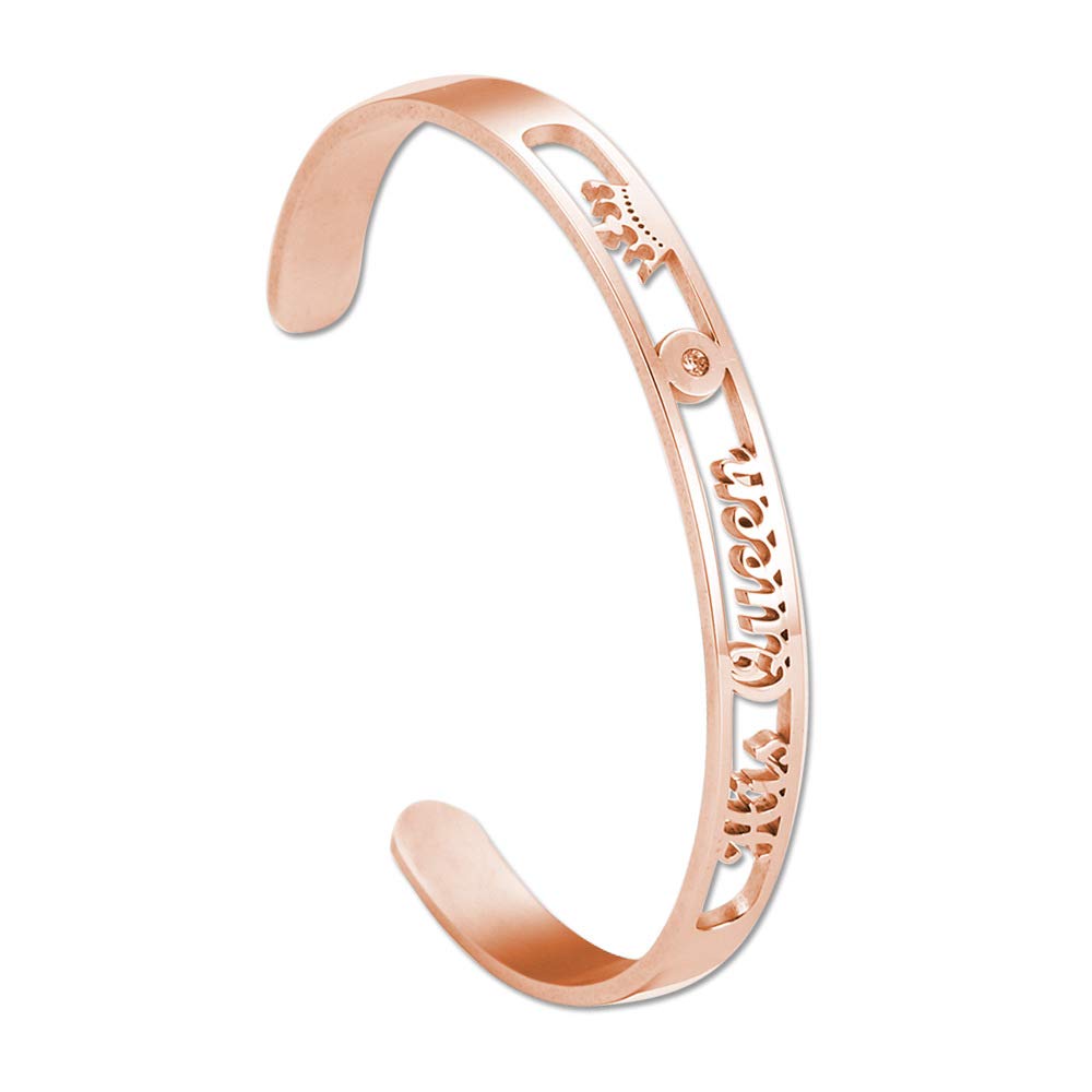 His Queen & Her King Stainless Steel Couple Matching Bracelets Set - Hollow Lettering Cuff Bangle for Anniversary, Wedding & Romantic Gifts (Y863)