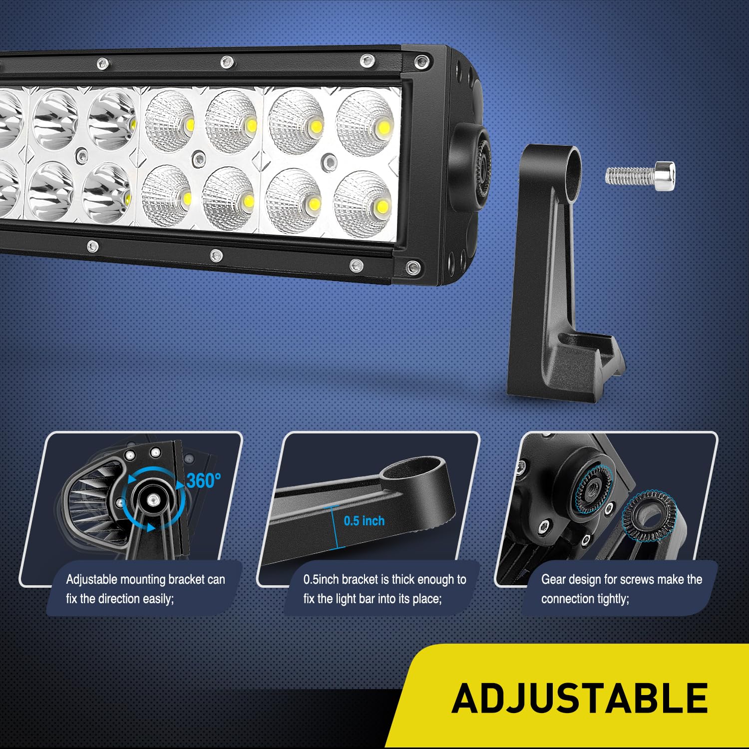 Nilight 70015C-A 22Inch 120W Curved LED Light Bar - Spot Flood Combo Off Road Driving Lamp for Trucks, Jeep, Boat | Waterproof Work Light with 2 Year Warranty | Perfect for Off-Roading, Camping, Night Driving & Emergency Lighting